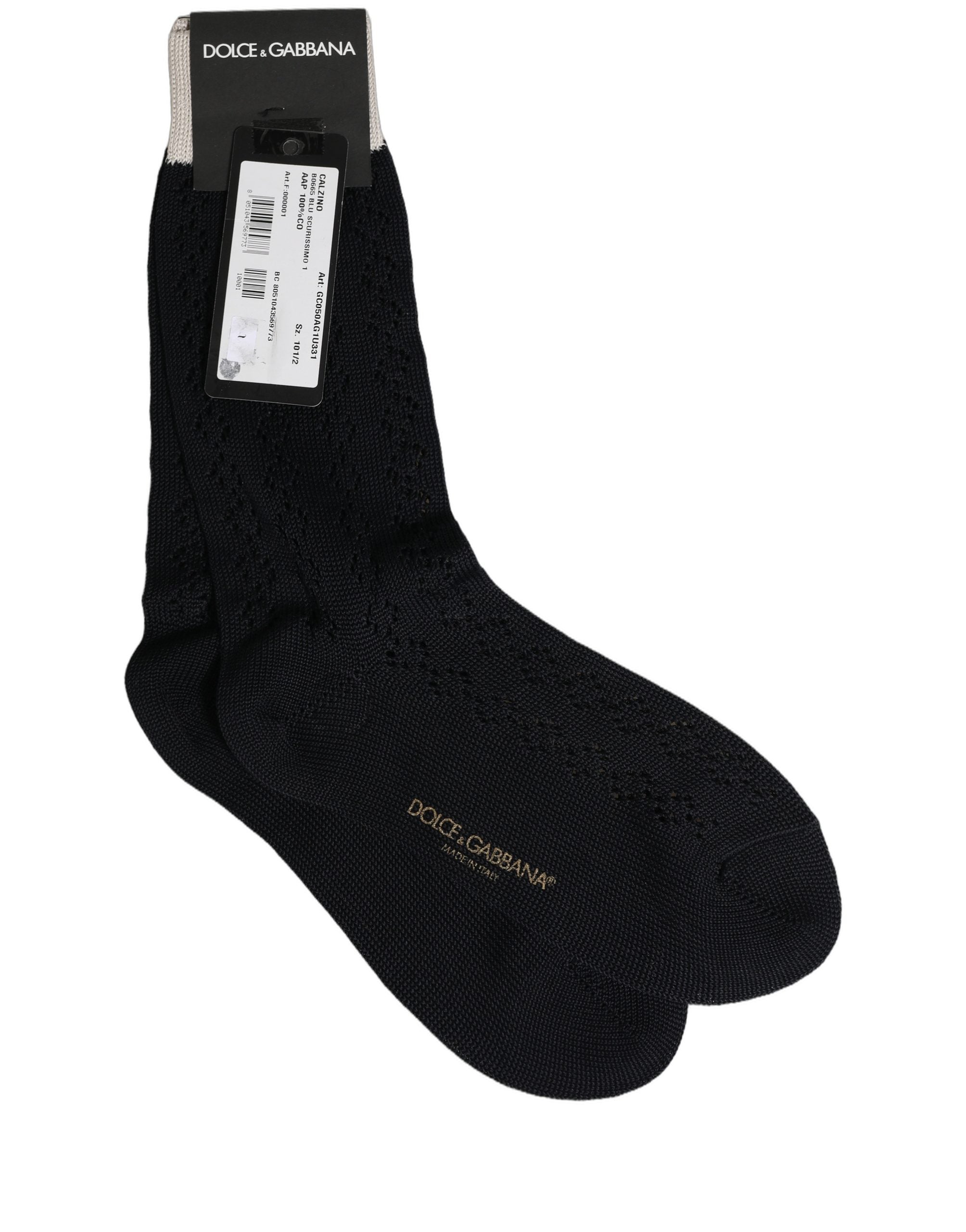 Dolce & Gabbana Dark Blue Cotton Knit Mid Accessory Socks