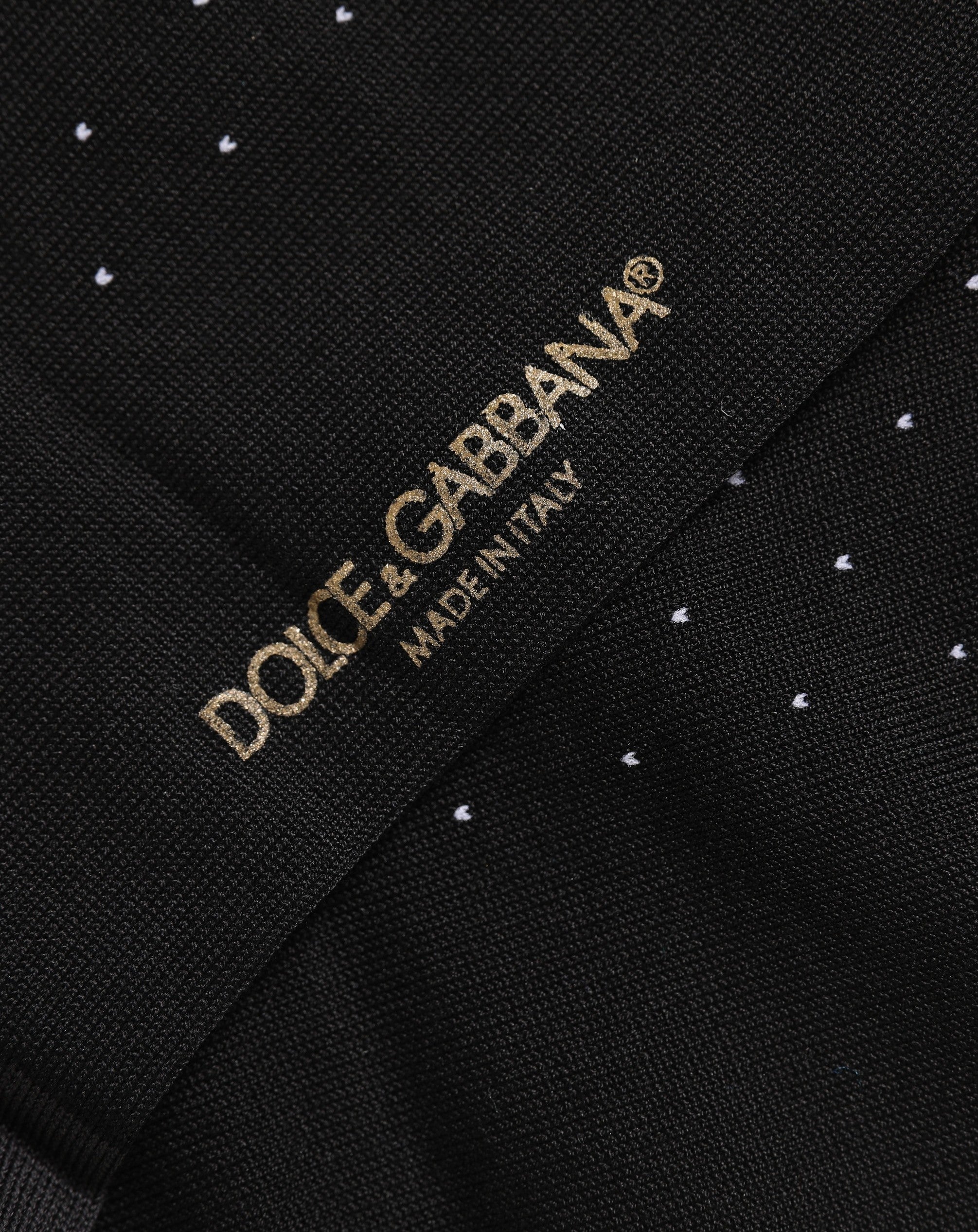 Dolce & Gabbana Men Black Cotton Polka Dot Mid Accessory Socks