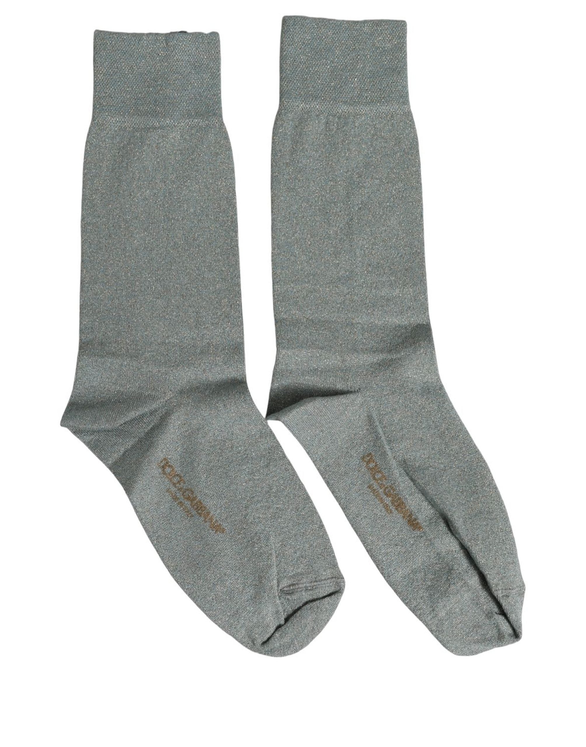 Dolce & Gabbana Gray Viscose Logo Mid Calf Accessory Socks