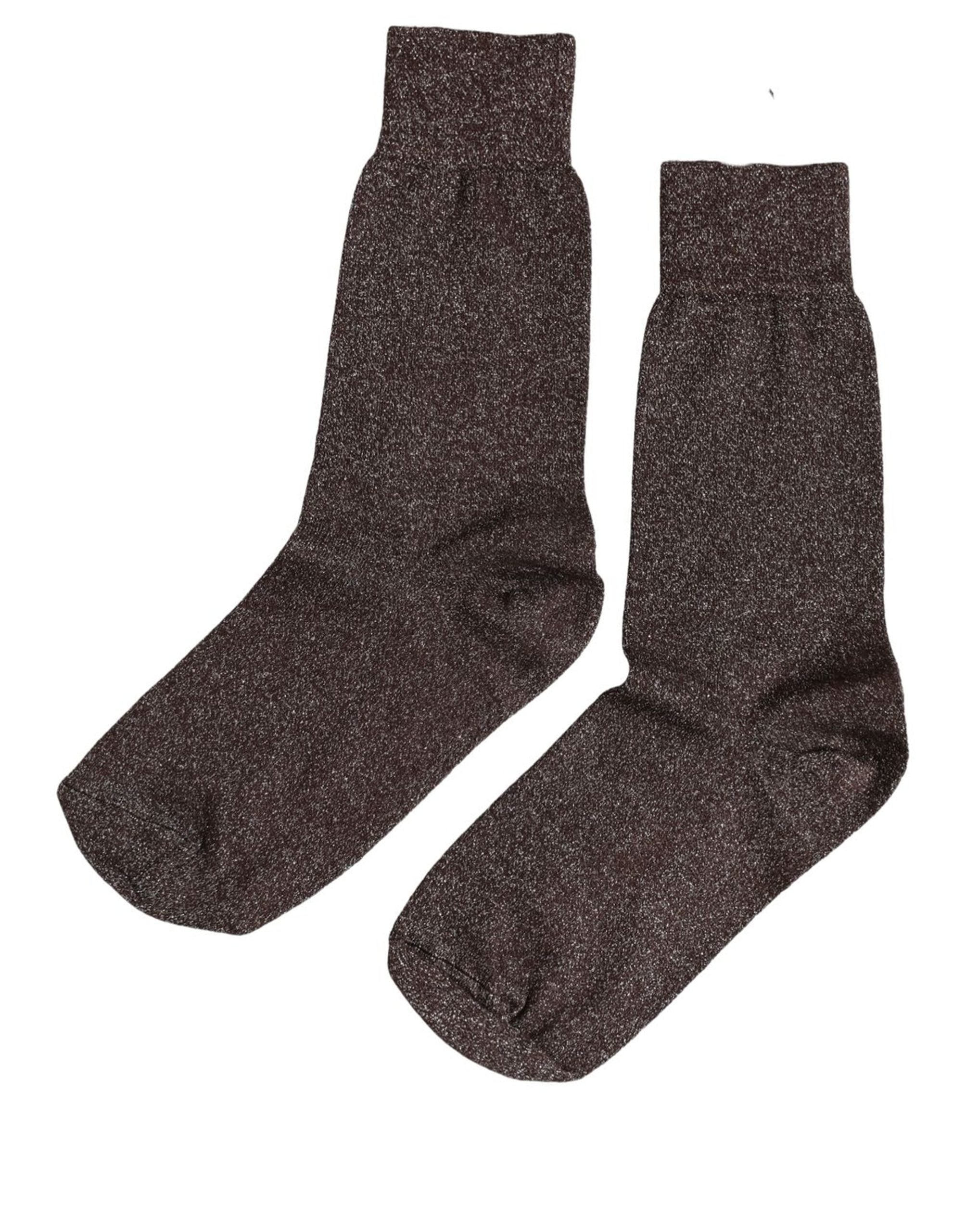 Dolce & Gabbana Dark Brown Viscose Mid Accessory Socks