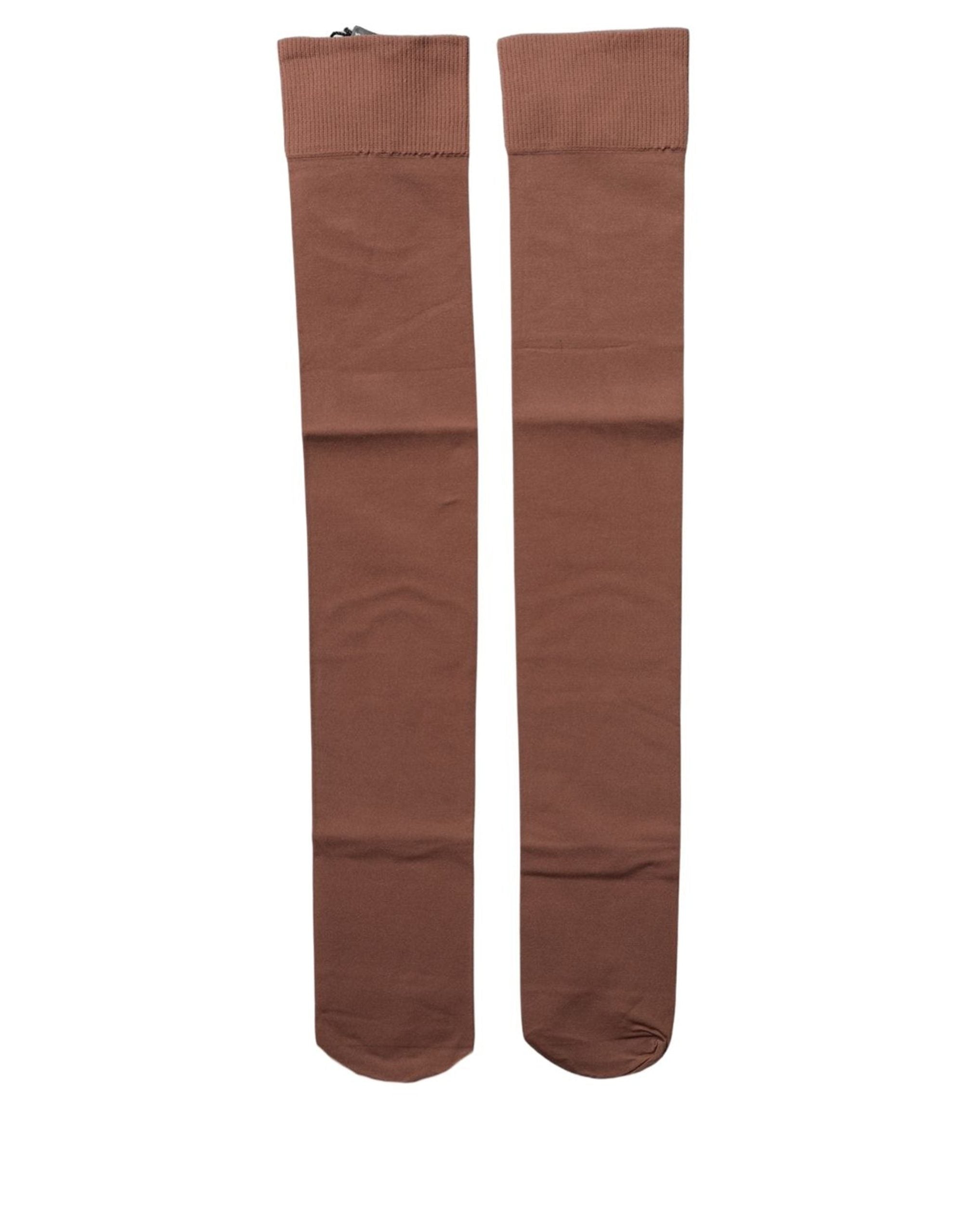 Dolce & Gabbana Brown Nylon Stretch Over The Stockings Socks