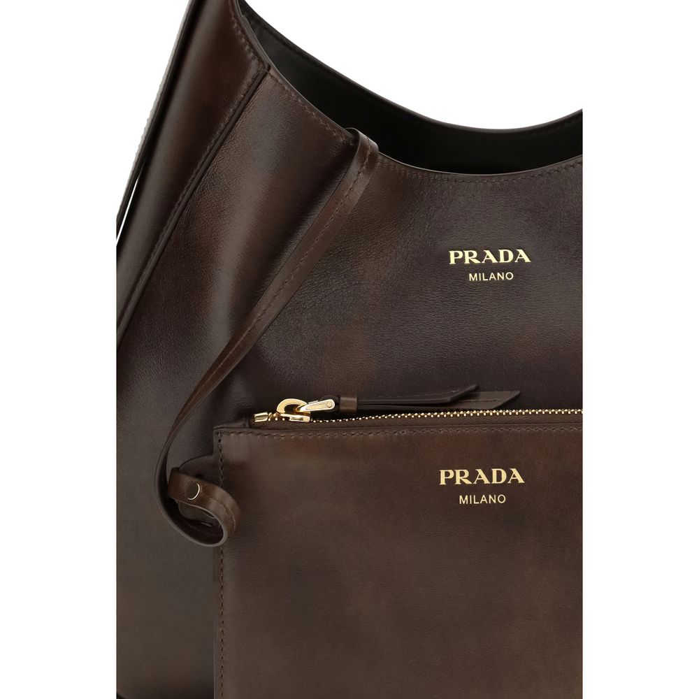 Prada Brown Leather Shoulder Bag