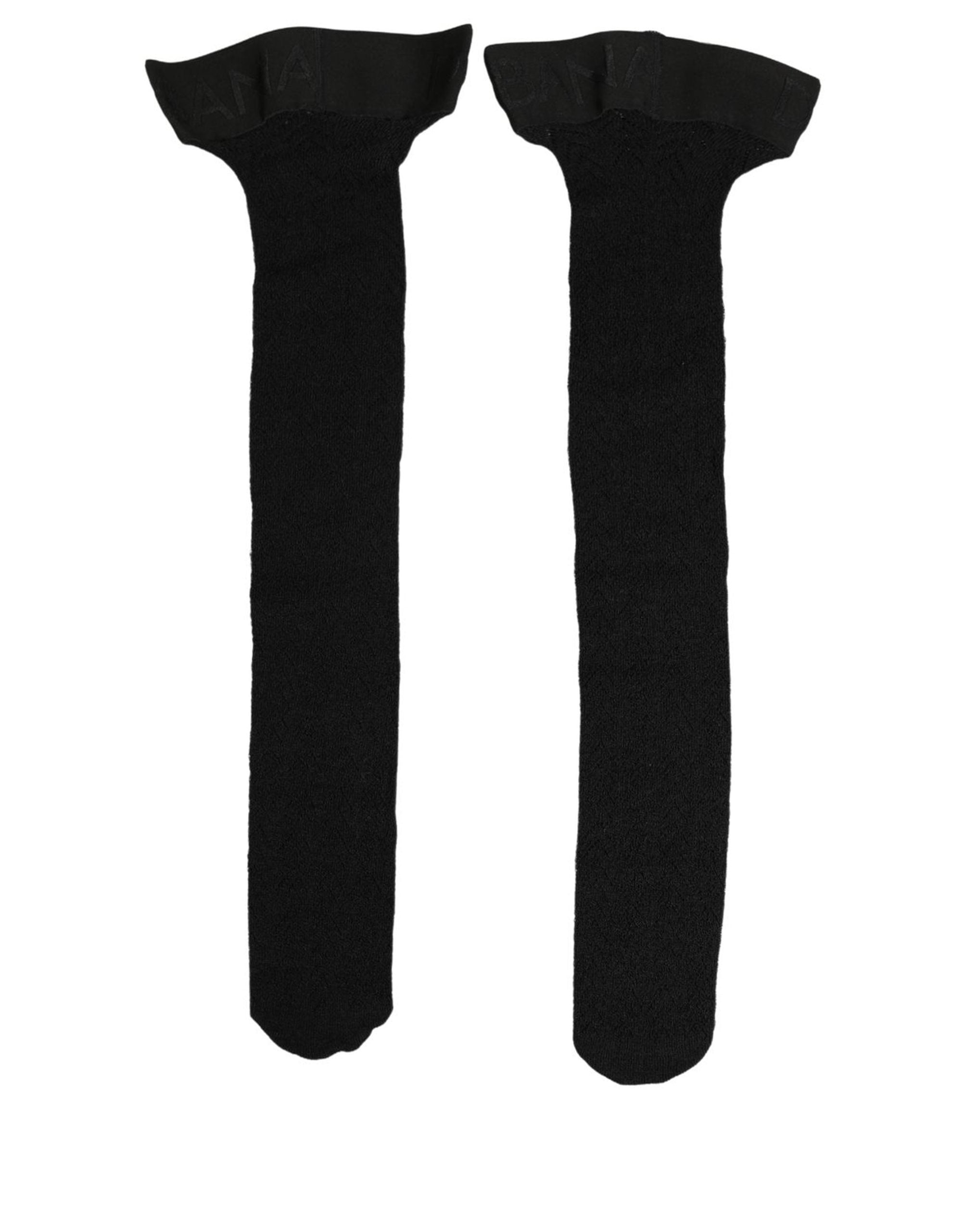 Dolce & Gabbana Black Wool Logo Long Women Accessory Socks
