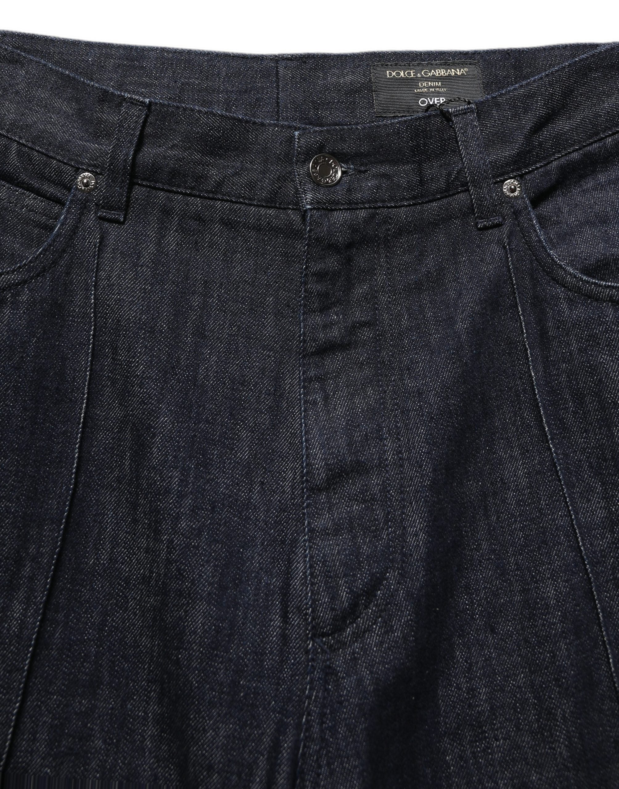 Dolce & Gabbana Dark Blue Relaxed Wide Leg Cotton Denim Jeans