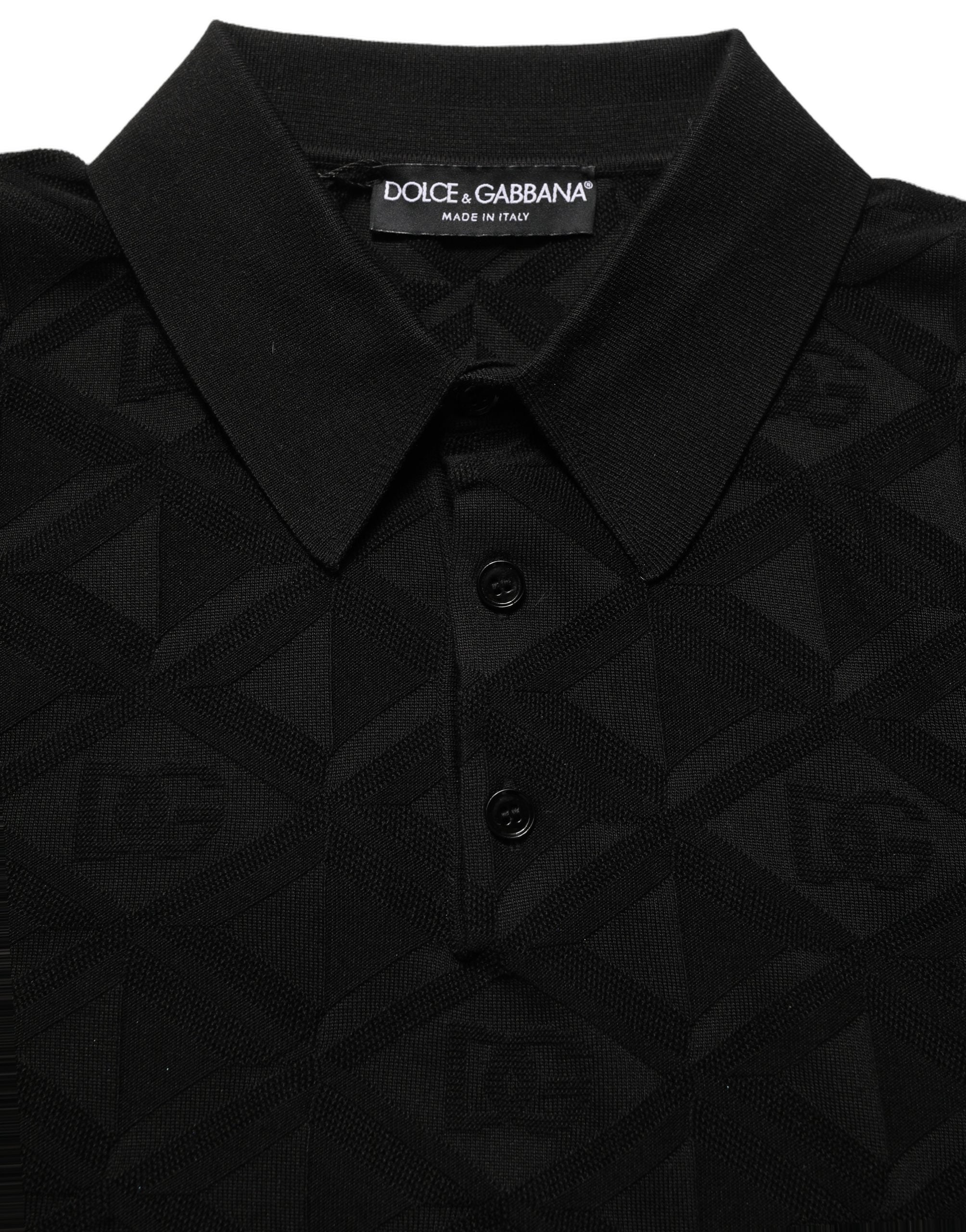 Dolce & Gabbana Black Silk Short Sleeve Knit Polo T-shirt