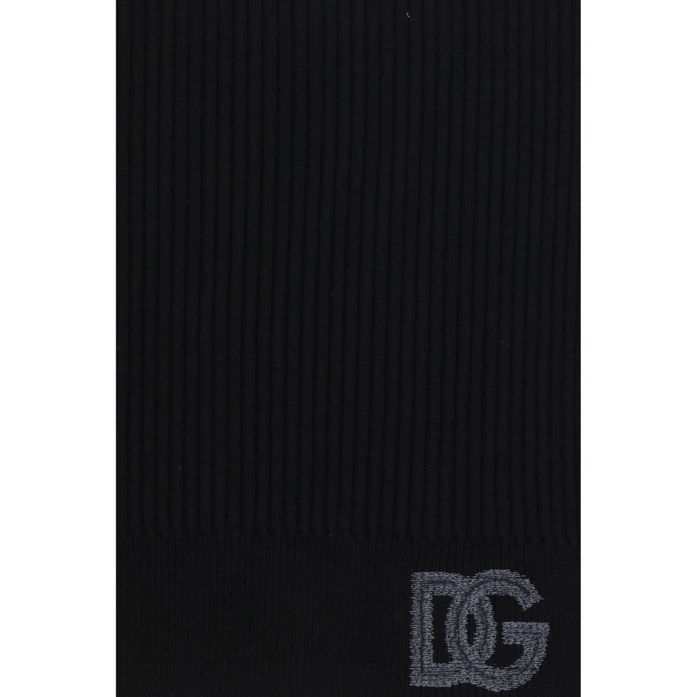 New Dolce & Gabbana Black Wool Scarf