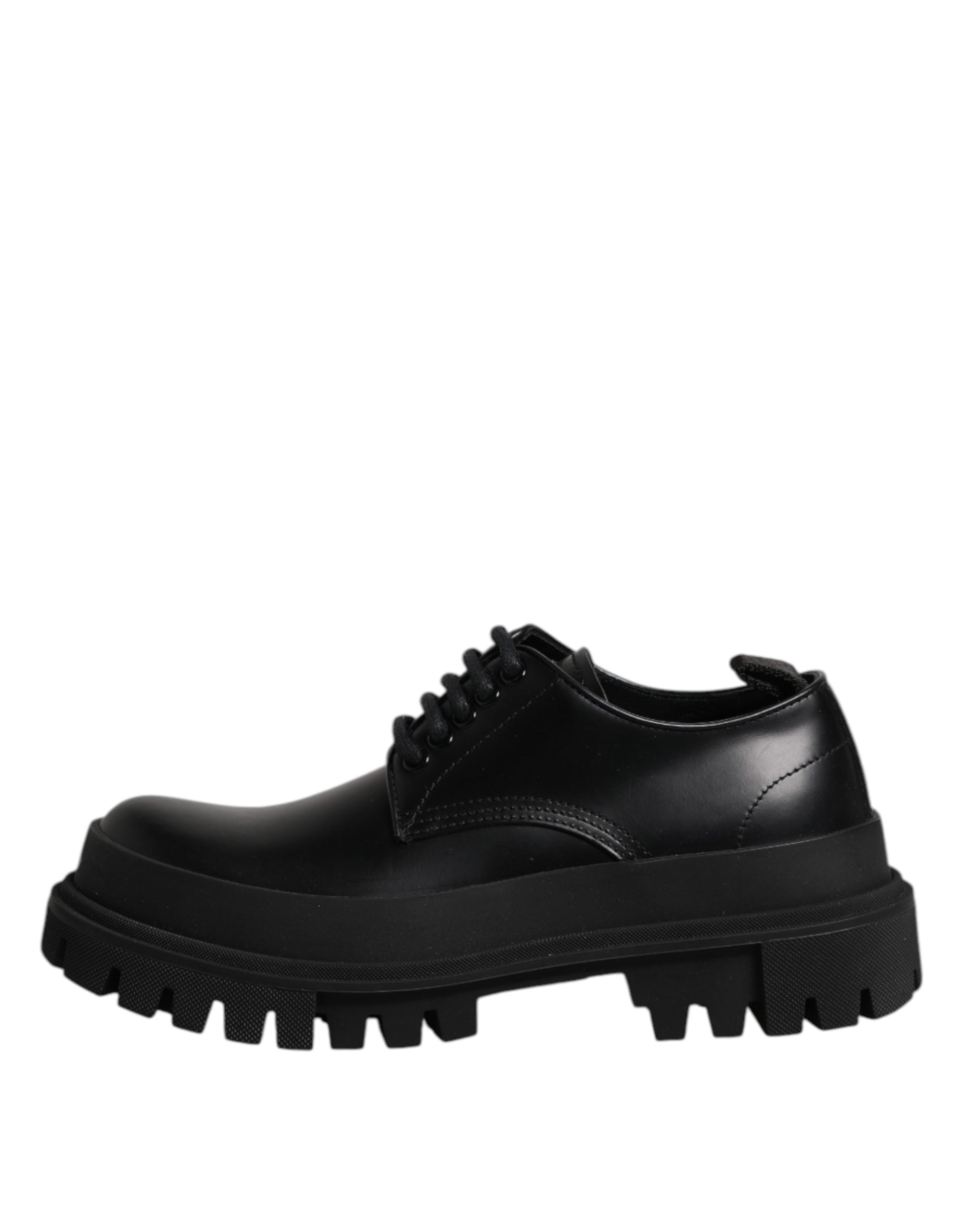 Dolce & Gabbana Black Leather Hi-Trekking Derby Shoes