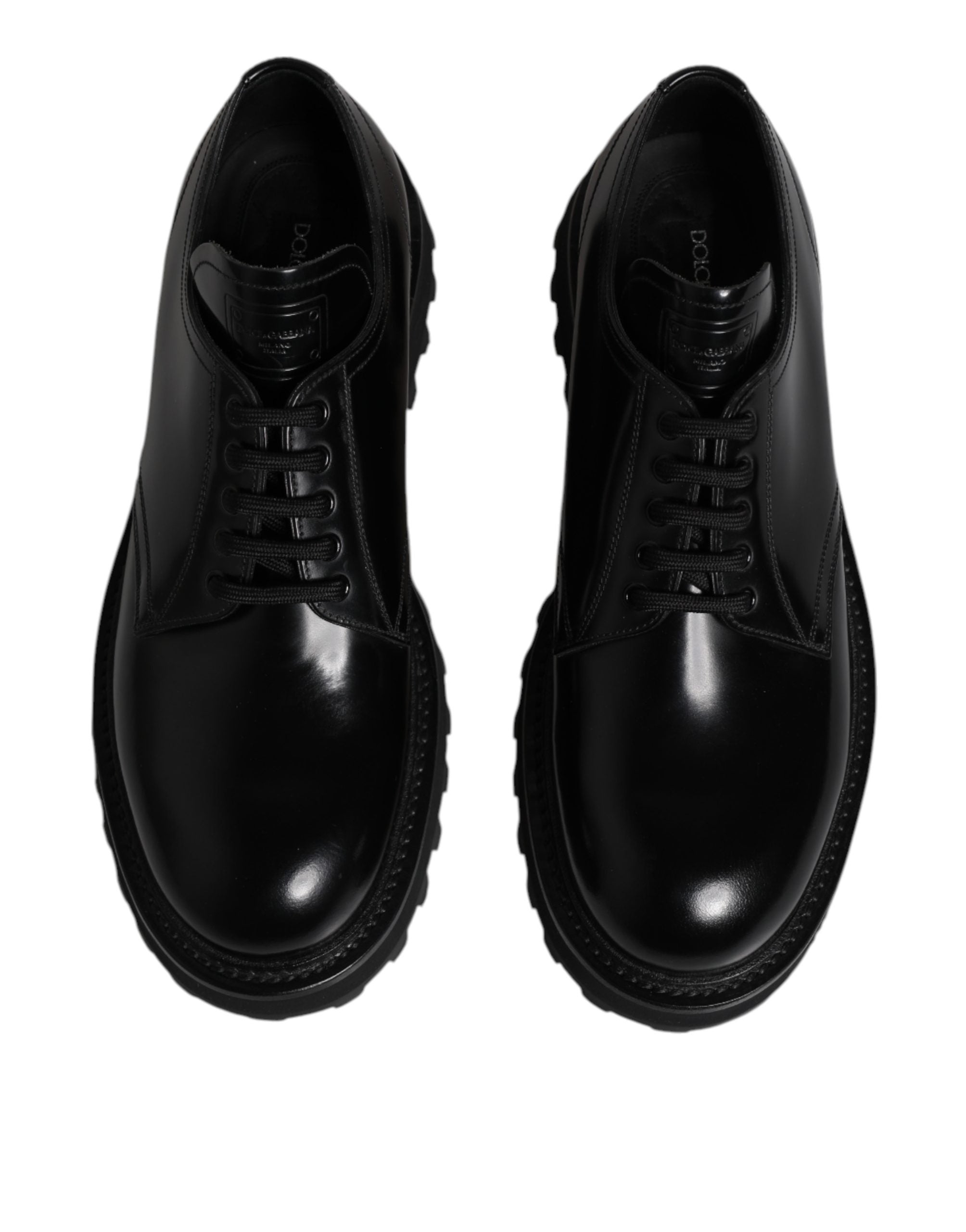 Dolce & Gabbana Black Leather Hi-Trekking Derby Shoes