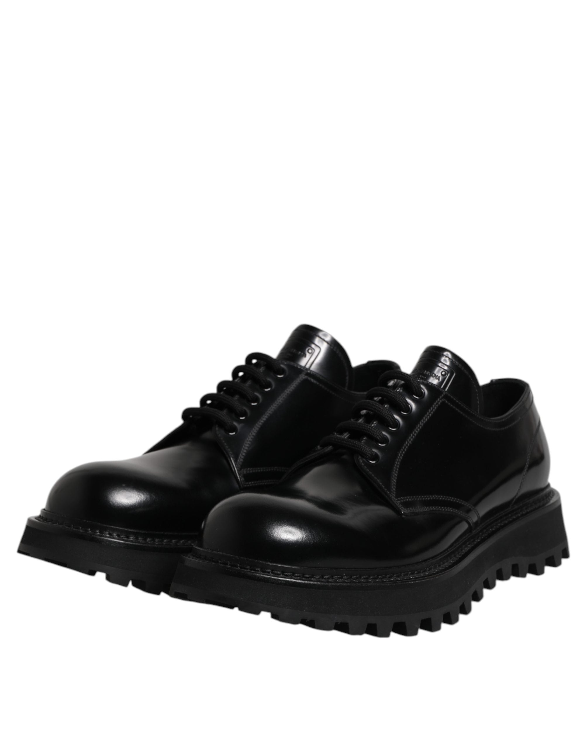 Dolce & Gabbana Black Leather Hi-Trekking Derby Shoes