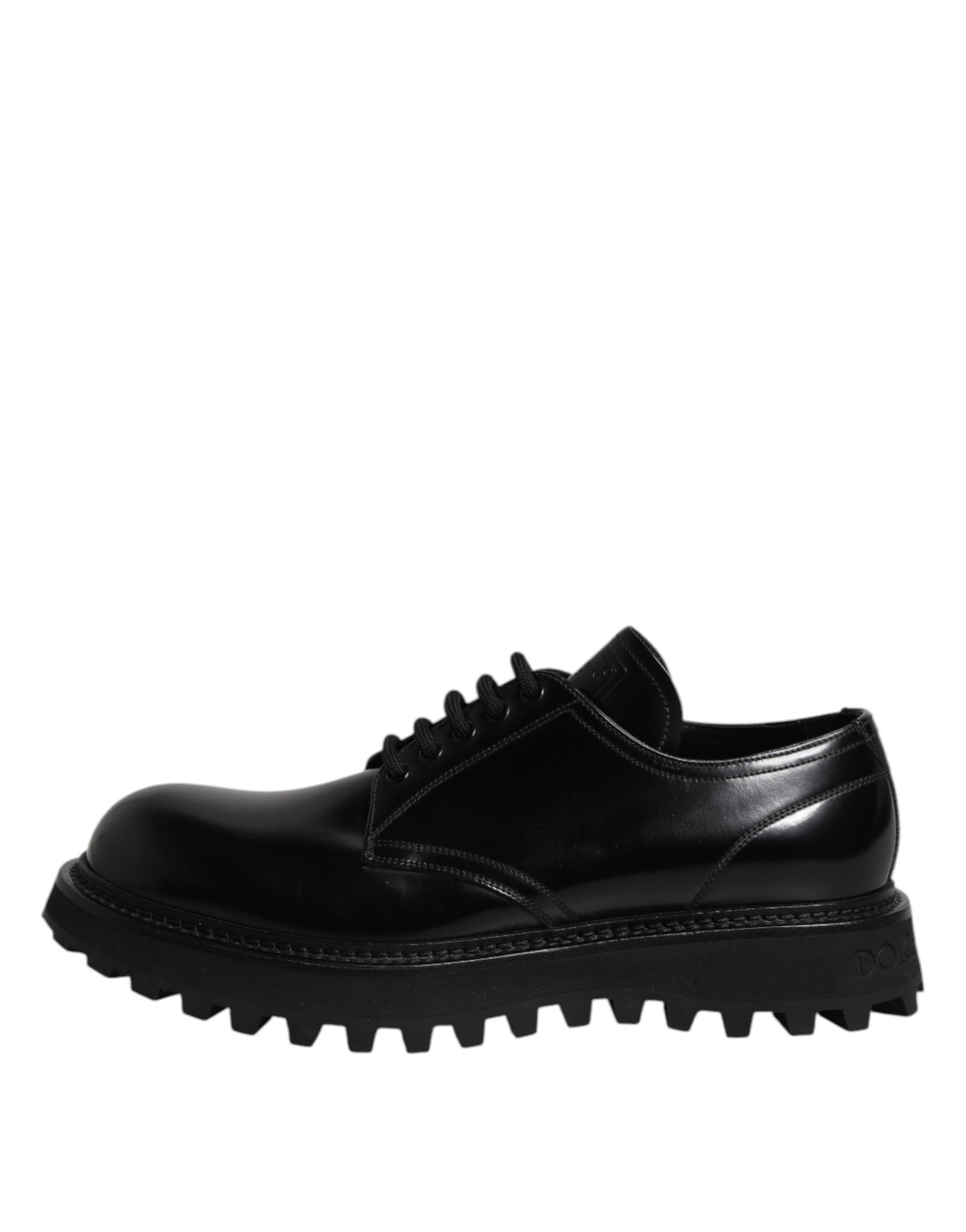 Dolce & Gabbana Black Leather Hi-Trekking Derby Shoes