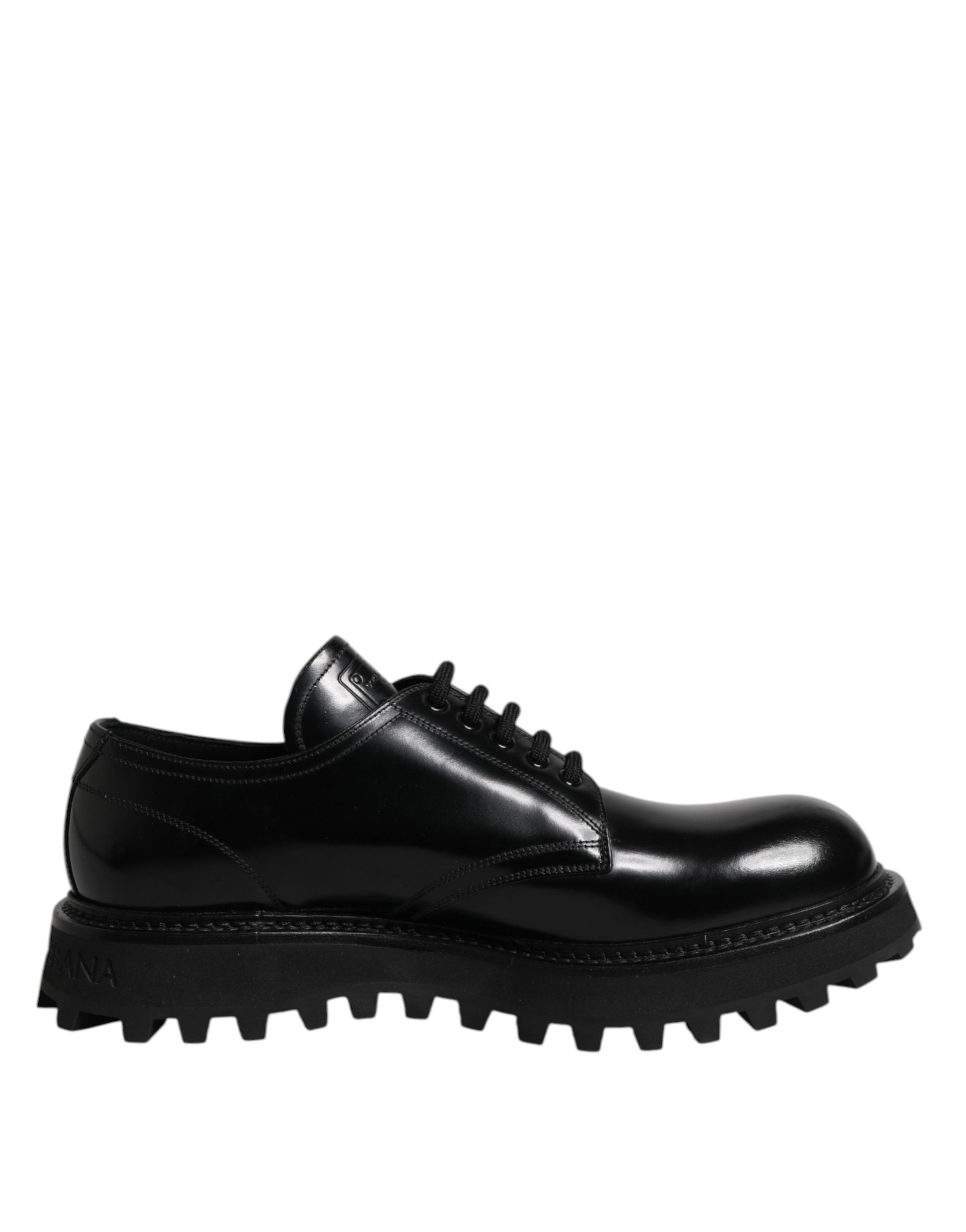Dolce & Gabbana Black Leather Hi-Trekking Derby Shoes