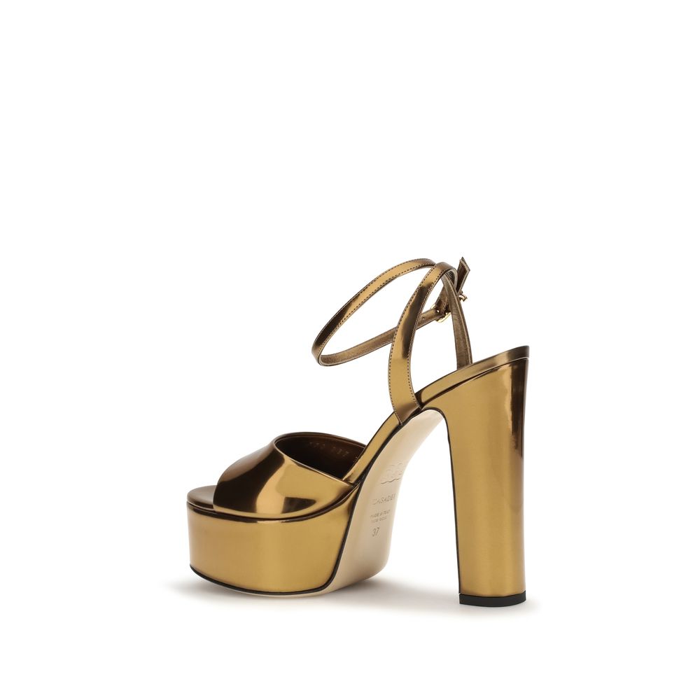 Casadei Gold Platform Sandals