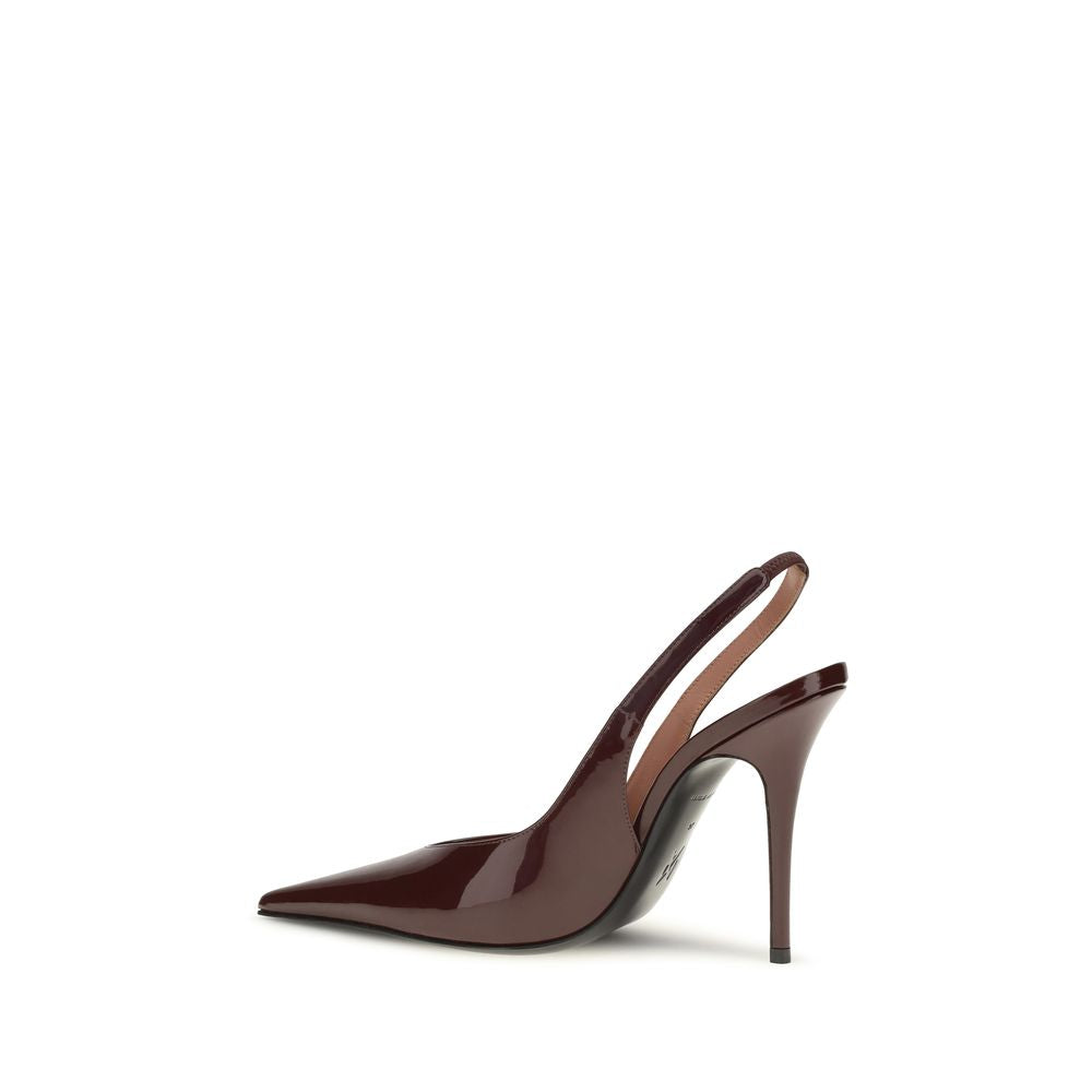 Amina Muaddi Bordeaux Leather High Heel Pumps