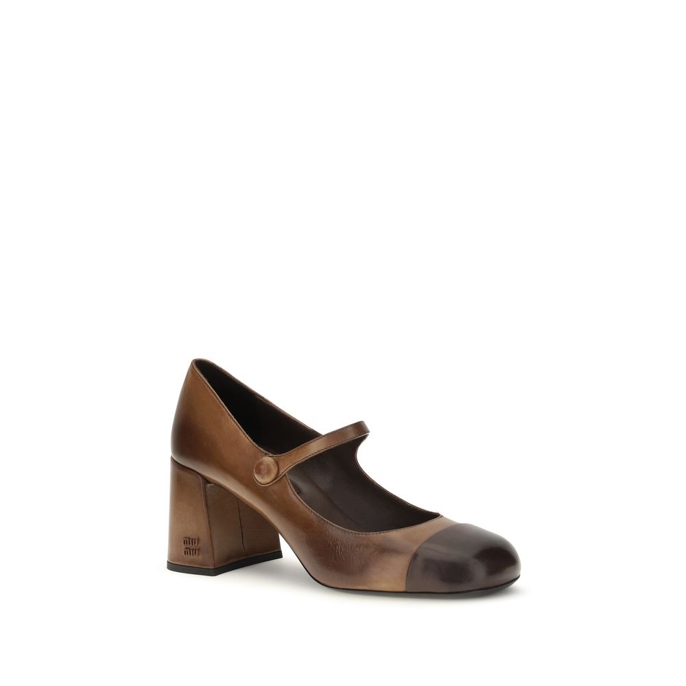 Miu Miu Brown Leather Ballet Flats