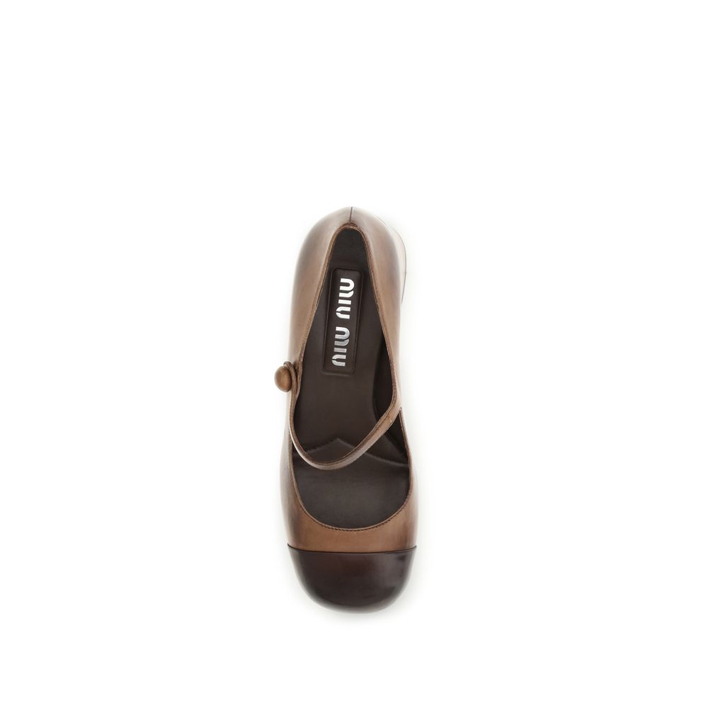 Miu Miu Brown Leather Ballet Flats