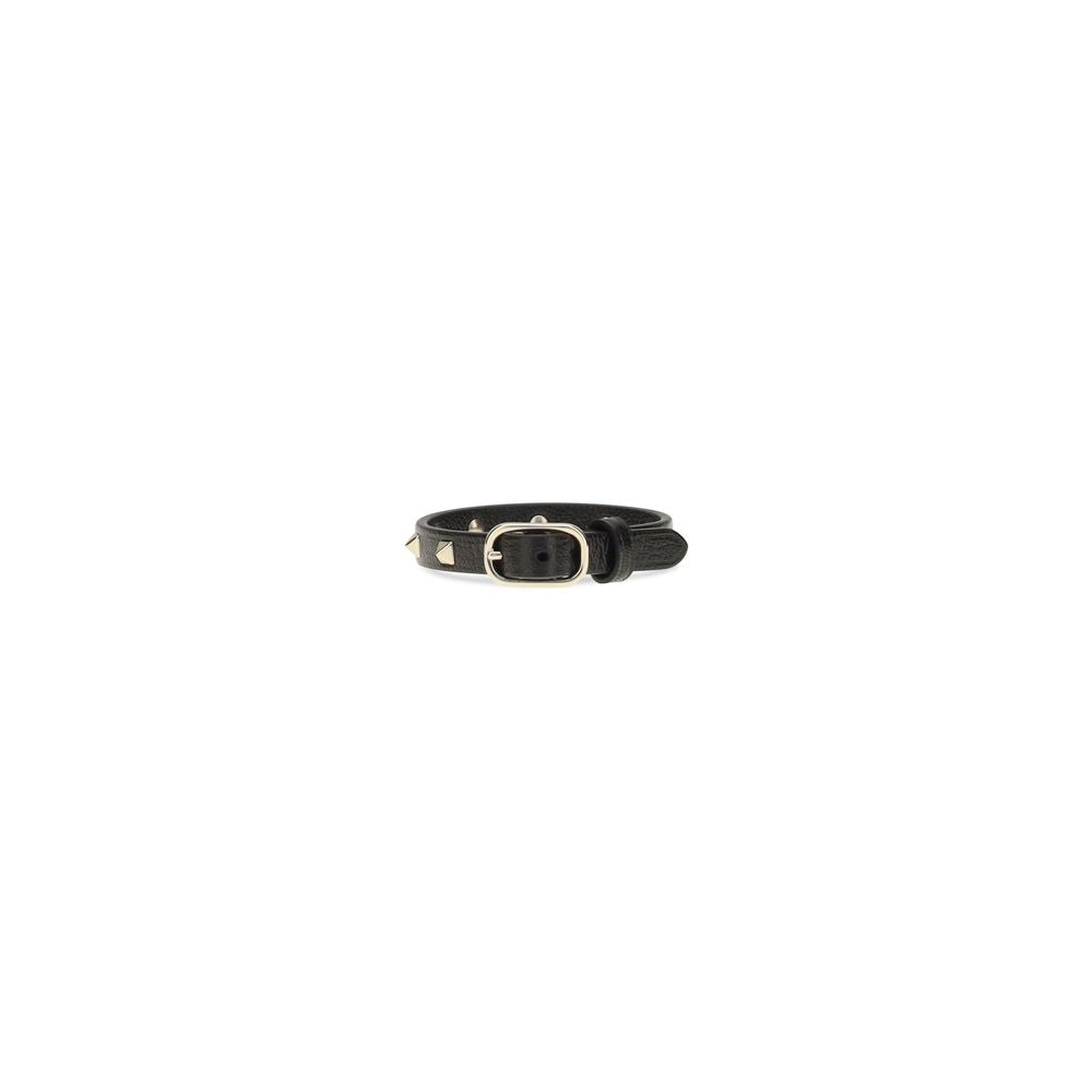 Valentino Garavani Black Leather Bracelet