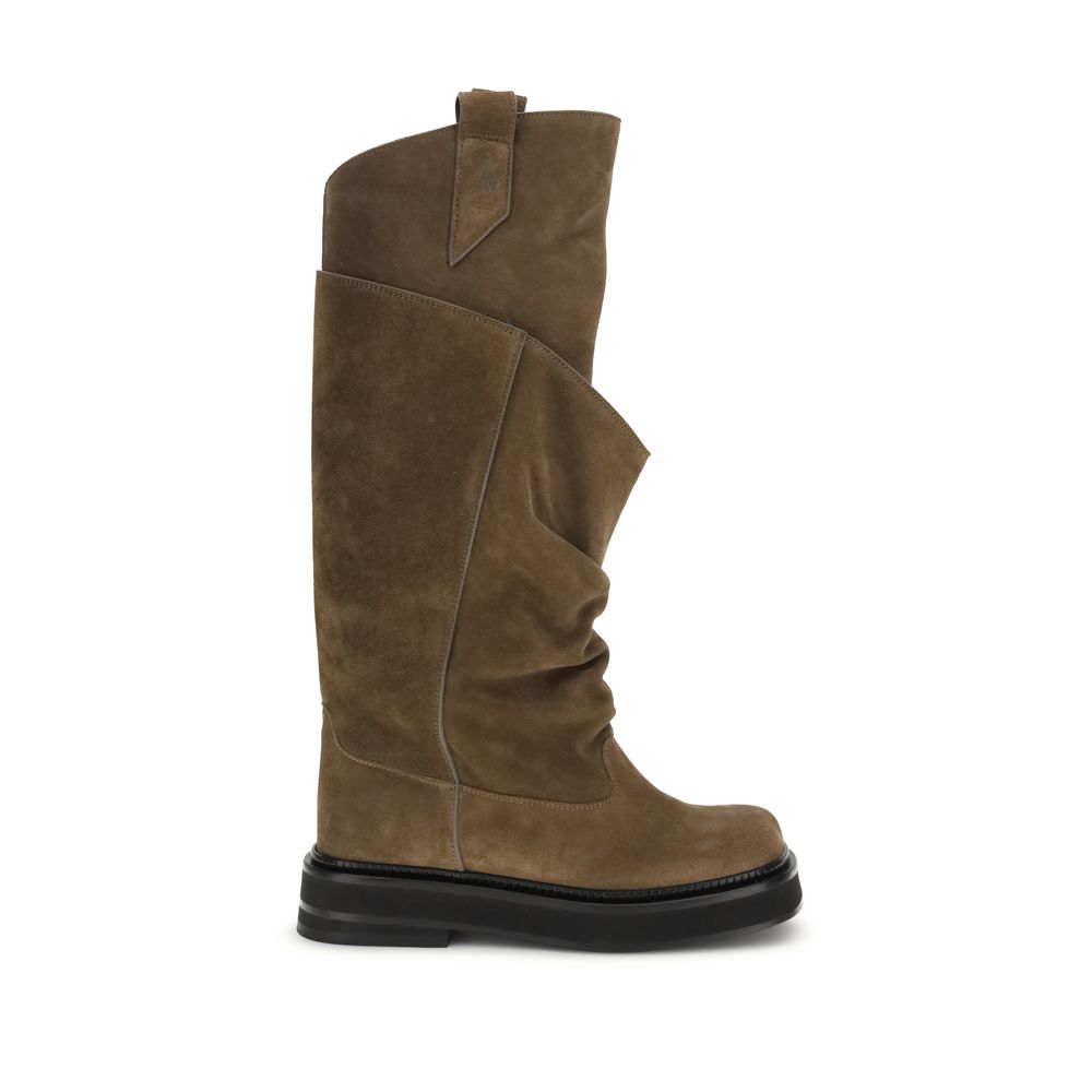 The Attico Brown Leather Lace-Up Boots