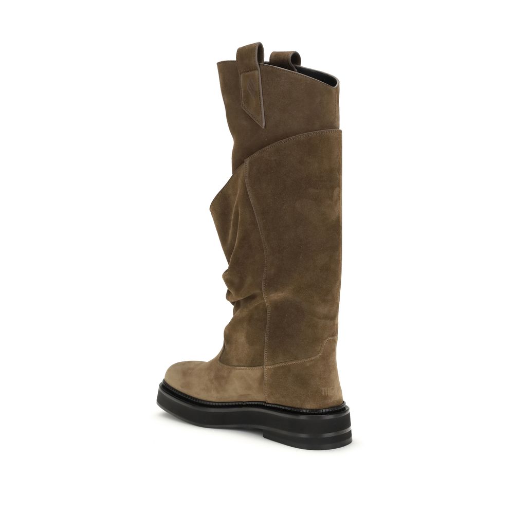 The Attico Brown Leather Lace-Up Boots