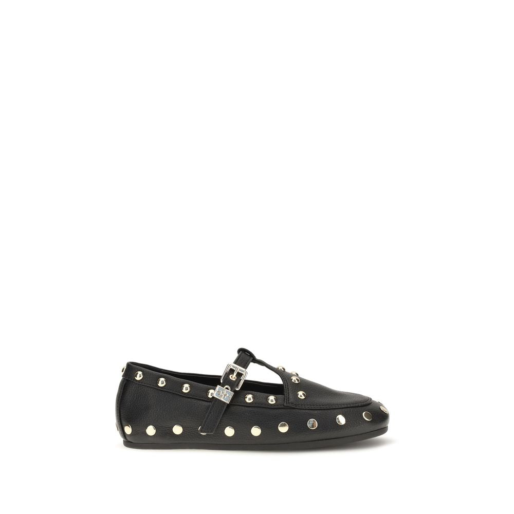 Ganni Black Recycled Ballet Flats
