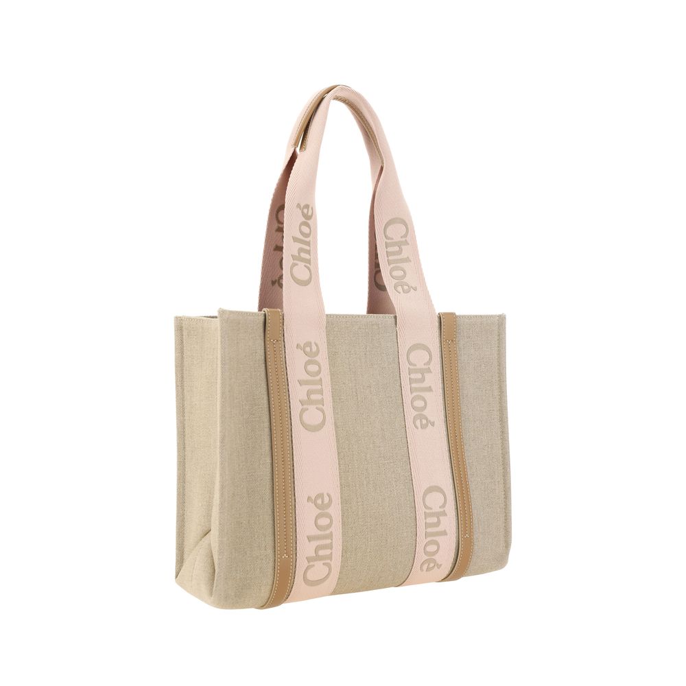 New Chloé Brown Linen Shoulder Bag