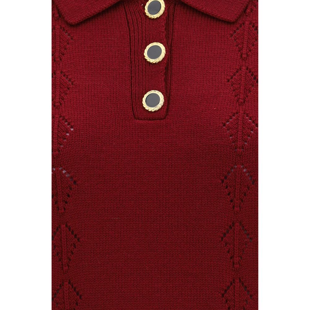 Alessandra Rich Bordeaux Wool Shortsleeve Shirt