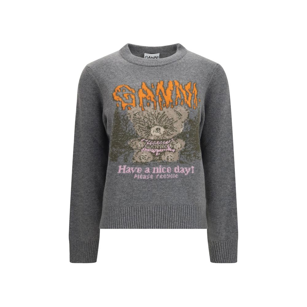 Ganni Gray Wool Sweatshirt