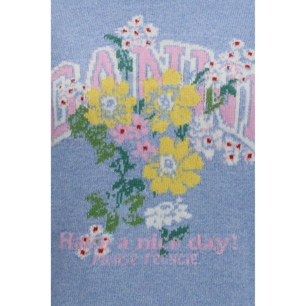 Ganni Blue Wool Sweatshirt