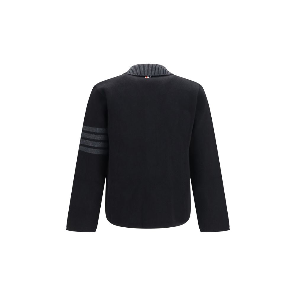New Thom Browne Black Wool Biker Jacket
