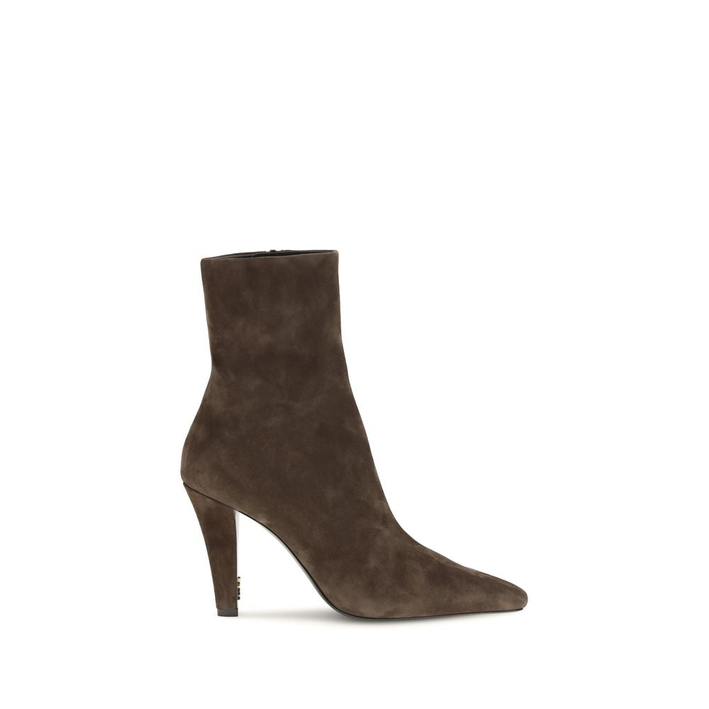 Saint Laurent Brown Leather Ankle Boots