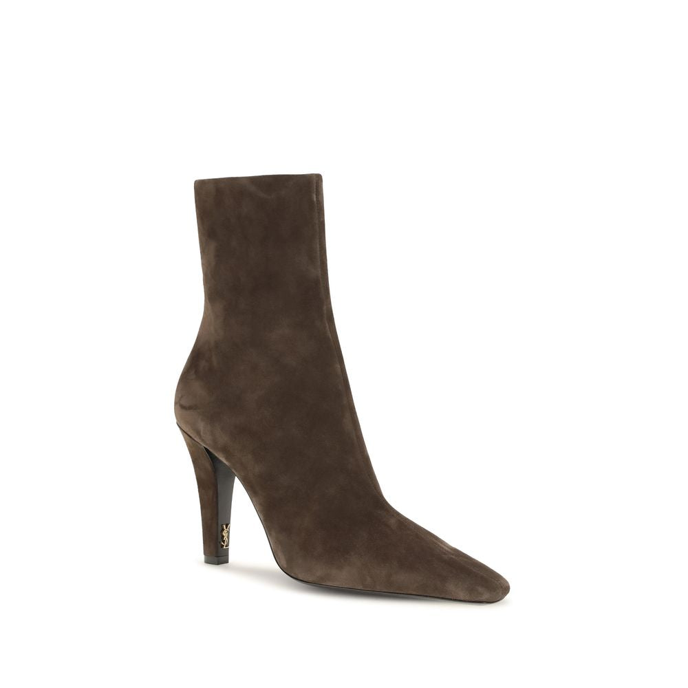 Saint Laurent Brown Leather Ankle Boots
