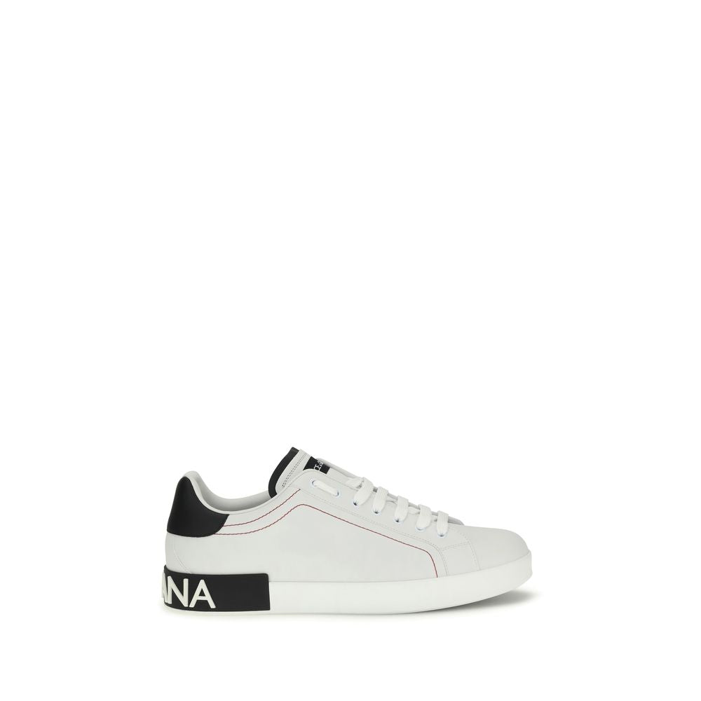 Dolce & Gabbana White Leather Low Top Sneakers