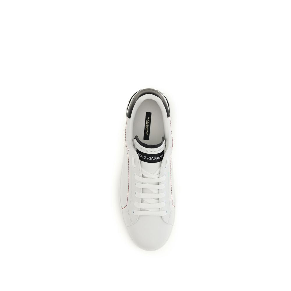 Dolce & Gabbana White Leather Low Top Sneakers