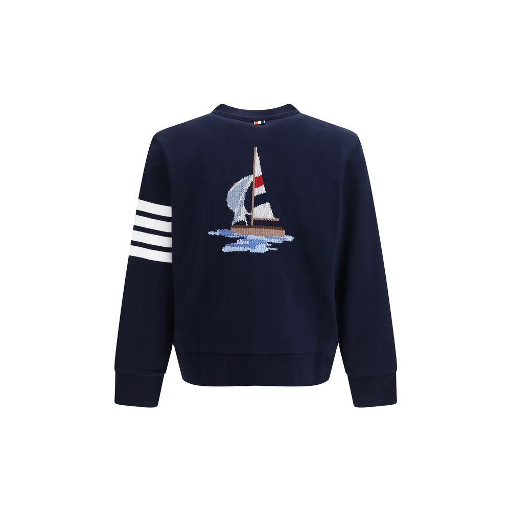New Thom Browne Blue Cotton Cardigan