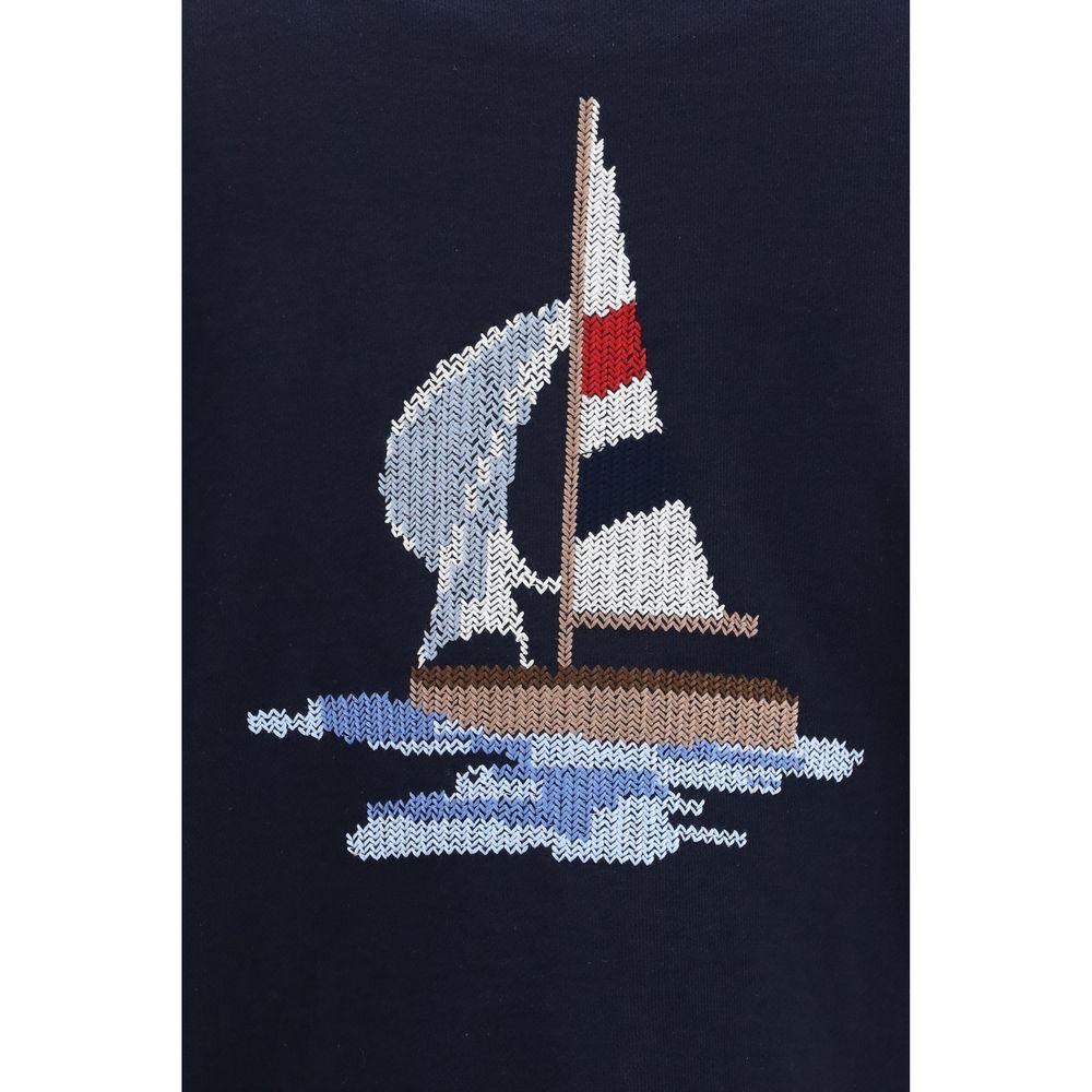 New Thom Browne Blue Cotton Cardigan