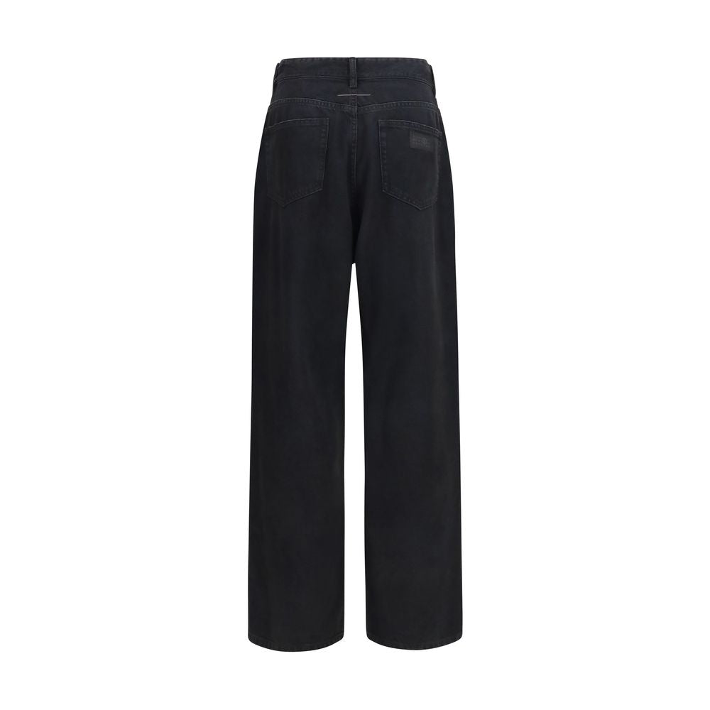 MM6 Black Cotton Straight-Leg Jeans