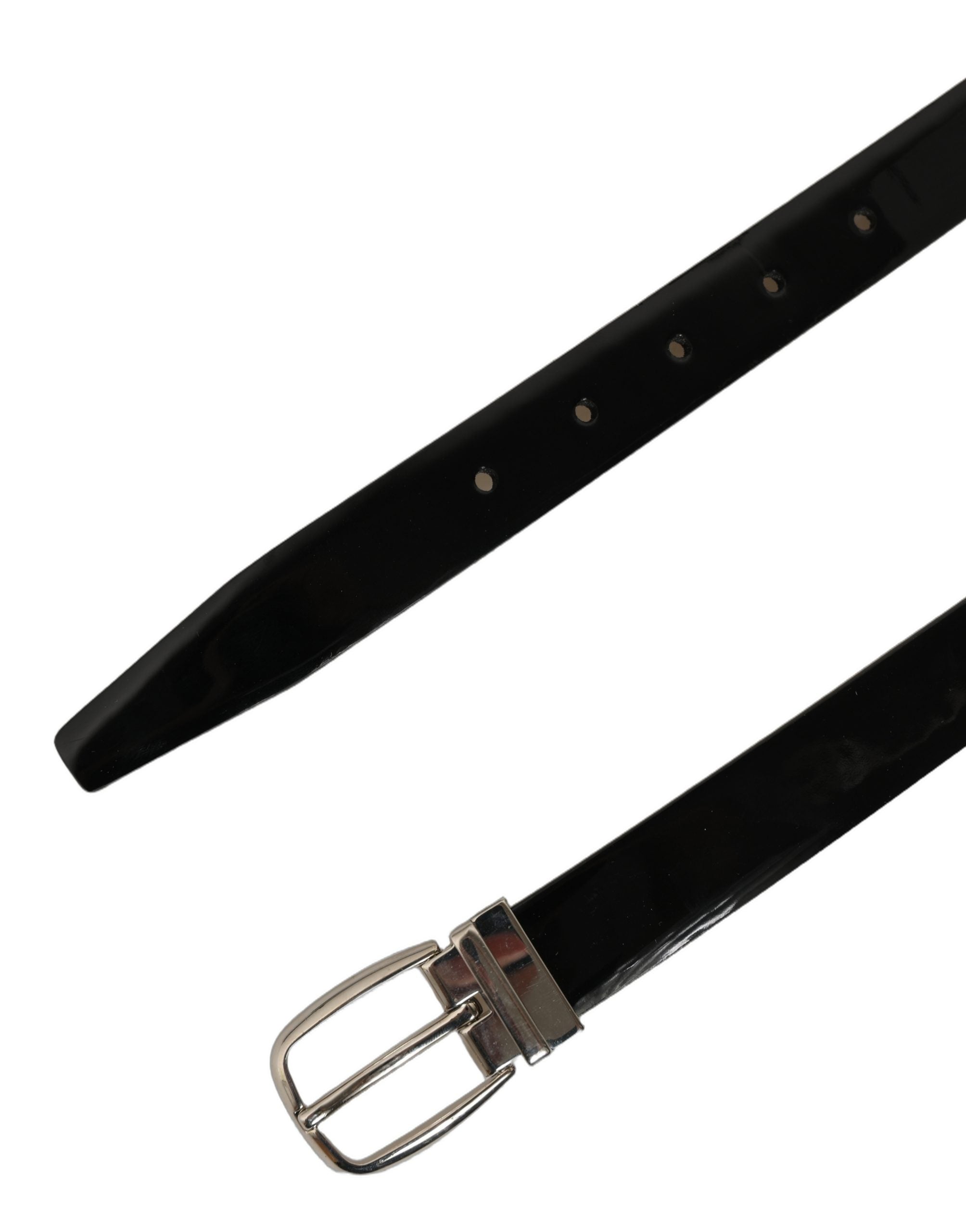 Dolce & Gabbana Black Classic Leather Silver Tone Buckle Belt