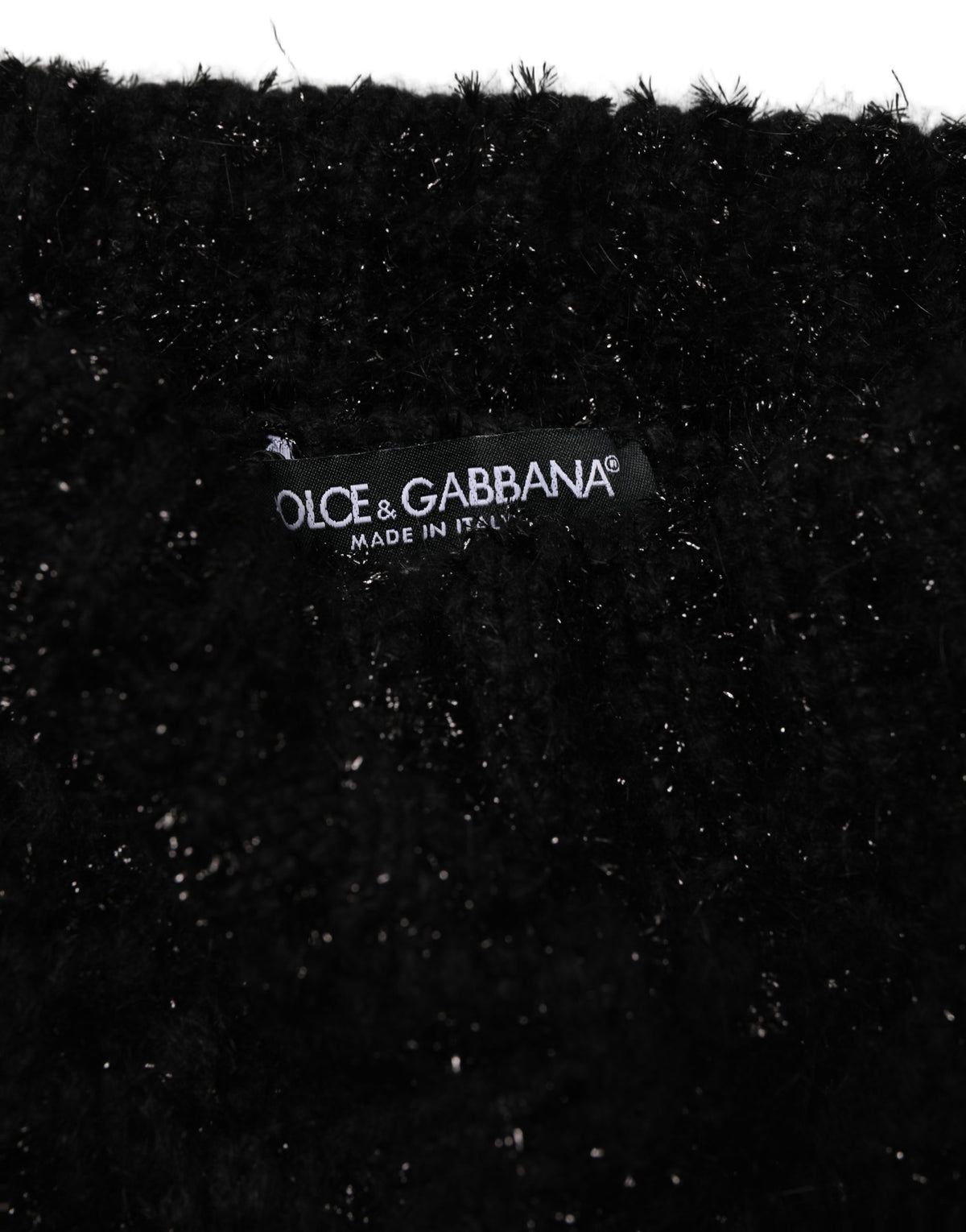 New Dolce & Gabbana Men Black Cashmere Knitted Neck Warmer Scarf
