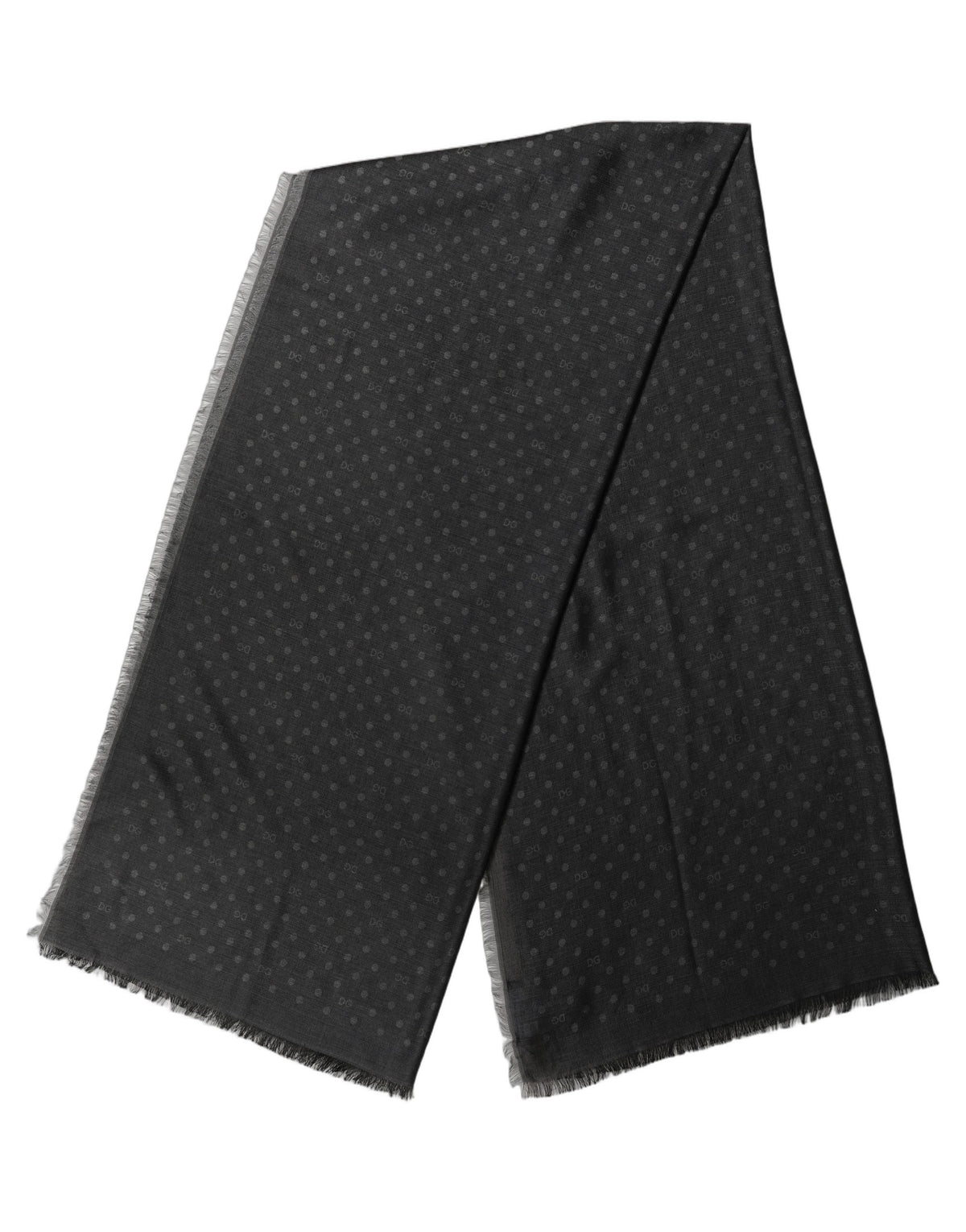 Dolce & Gabbana Men Black Polka Dot Fringe Shawl Lace Stole