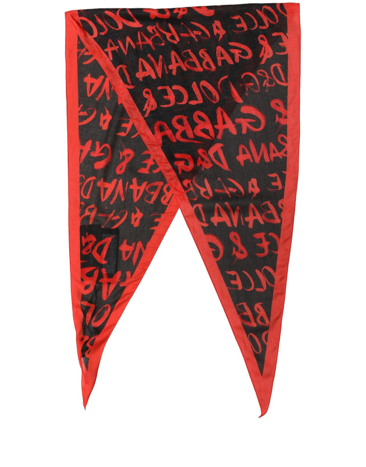 New Dolce & Gabbana Men Red Black Graffiti Logo Lace Stole Scarf