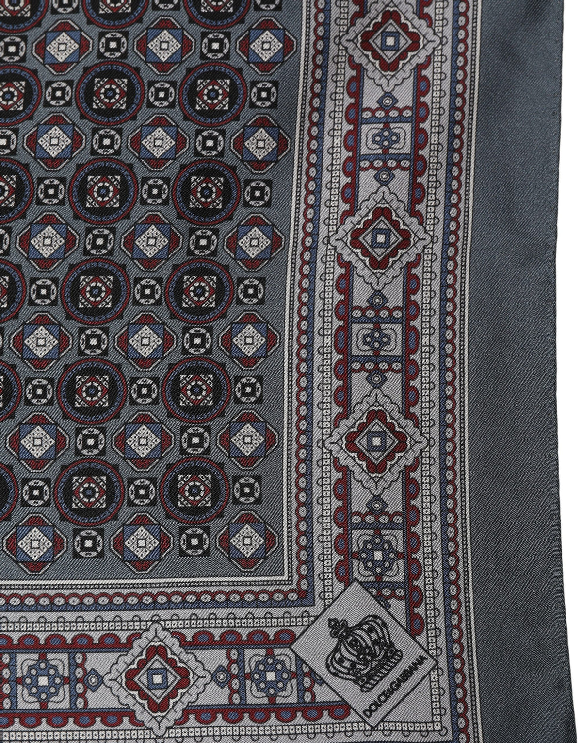 New Dolce & Gabbana Gray Geometric Pocket Square Foulard Scarf