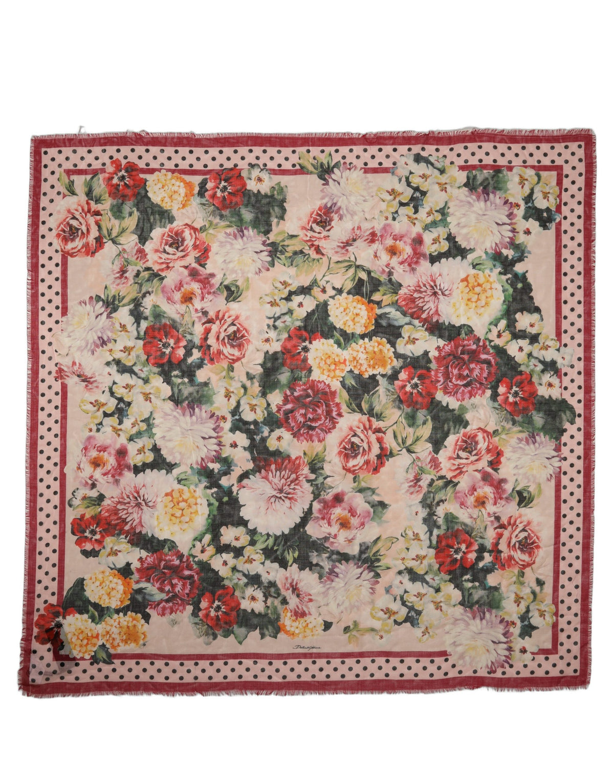 Pre-Owned Dolce & Gabbana Floral Fringed Stole Scarf Men's - New with Defect