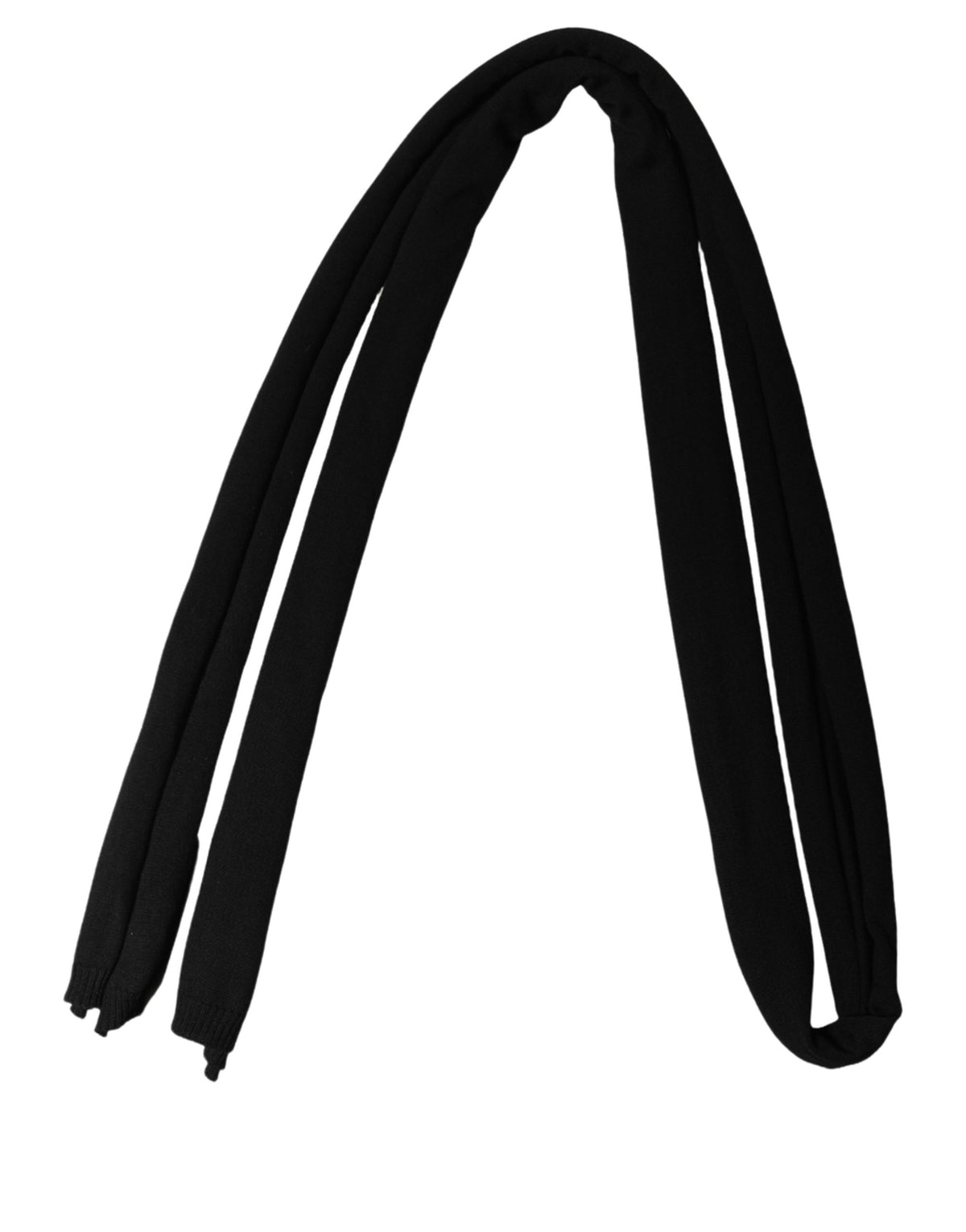 New Dolce & Gabbana Men Black Wool Knitted Skinny Foulard Scarf