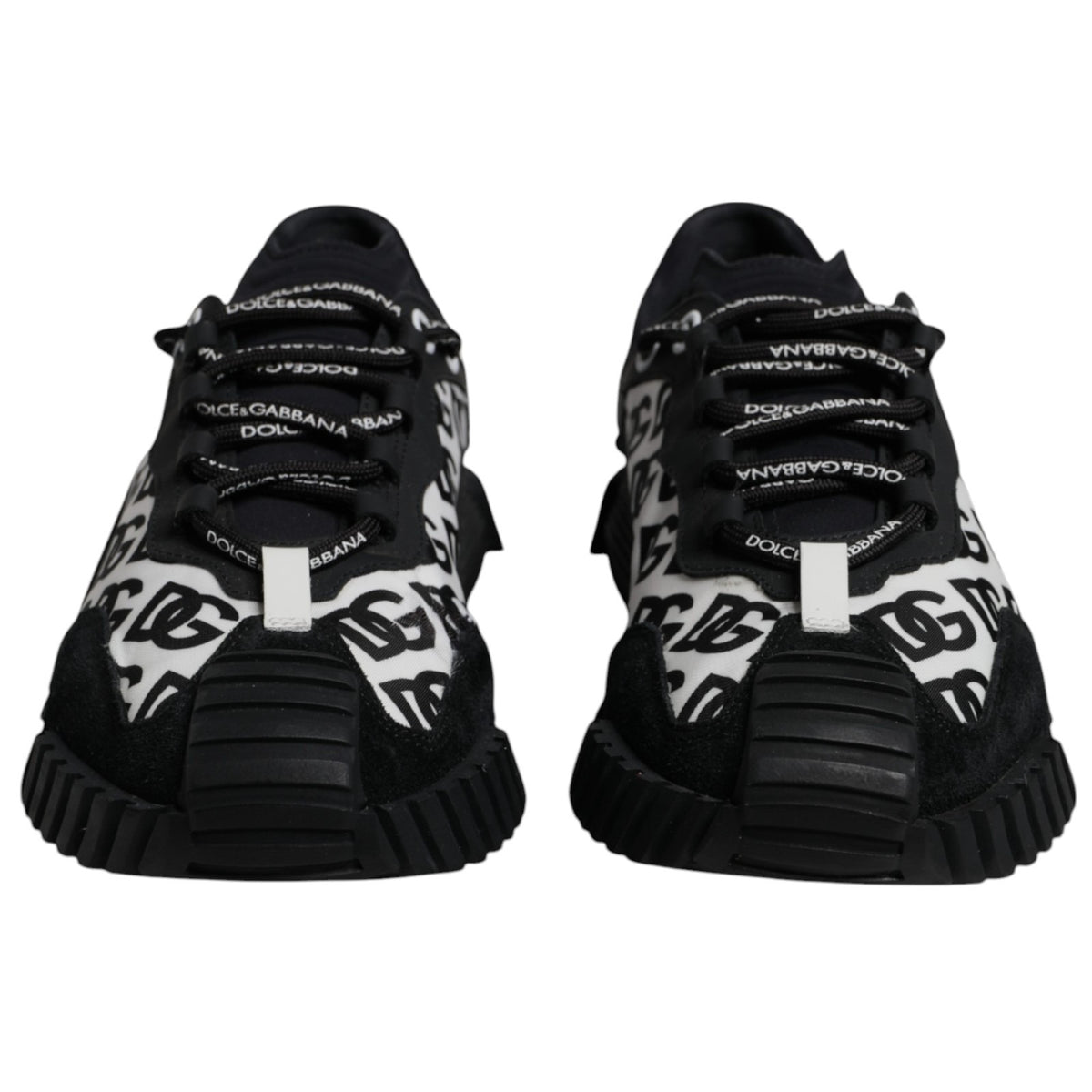 Pre-Owned Dolce & Gabbana Black Logo Lace Up Low Top NS1 Sneakers Shoes Men's - New with Defect