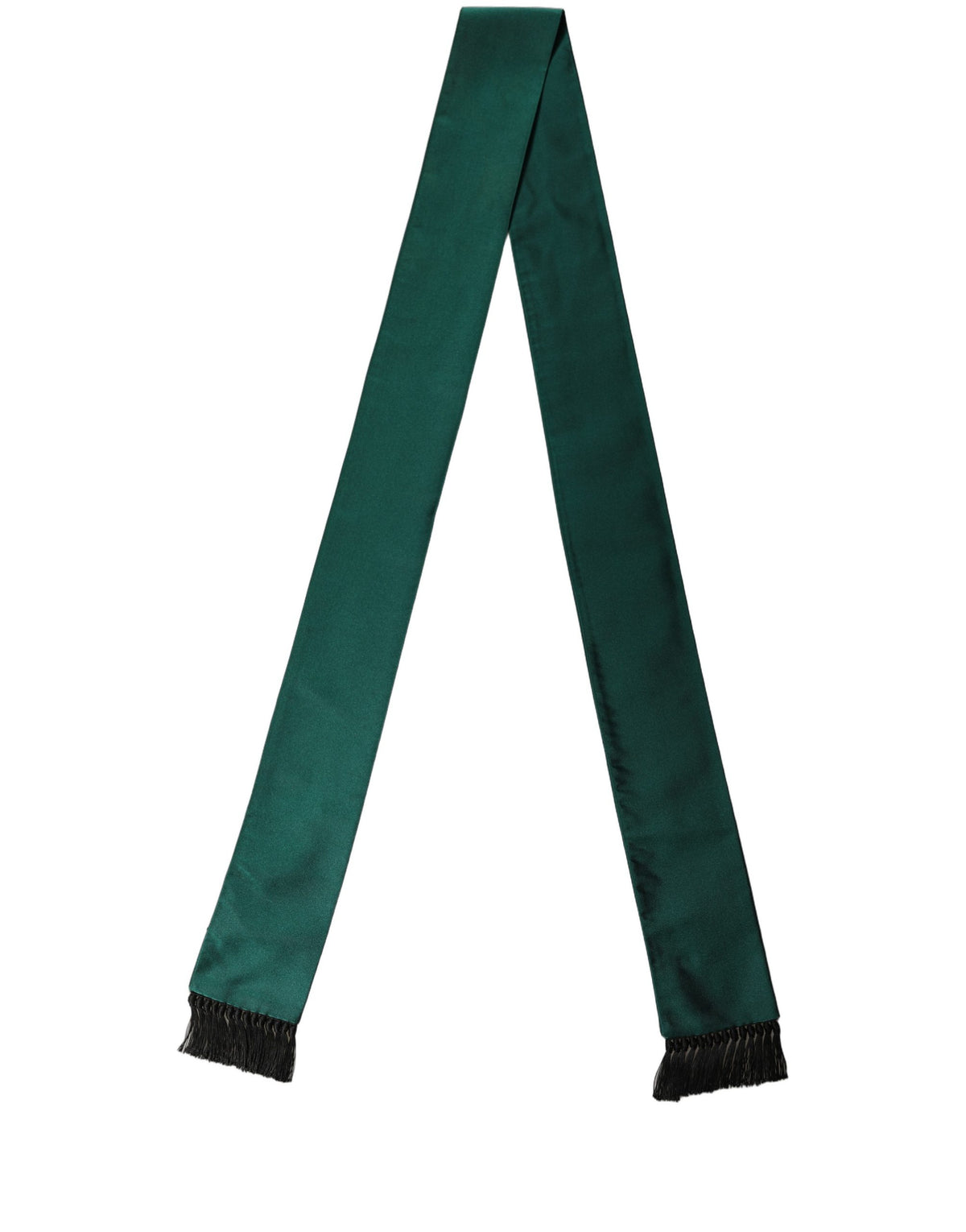 New Dolce & Gabbana Men Green Satin Silk Fringed Lace Stole