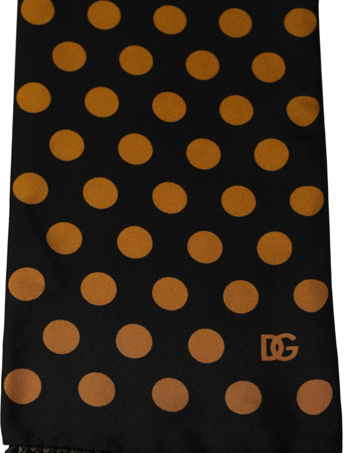 New Dolce & Gabbana Men Black Orange Polka Dot Fringed Lace Stole Scarf