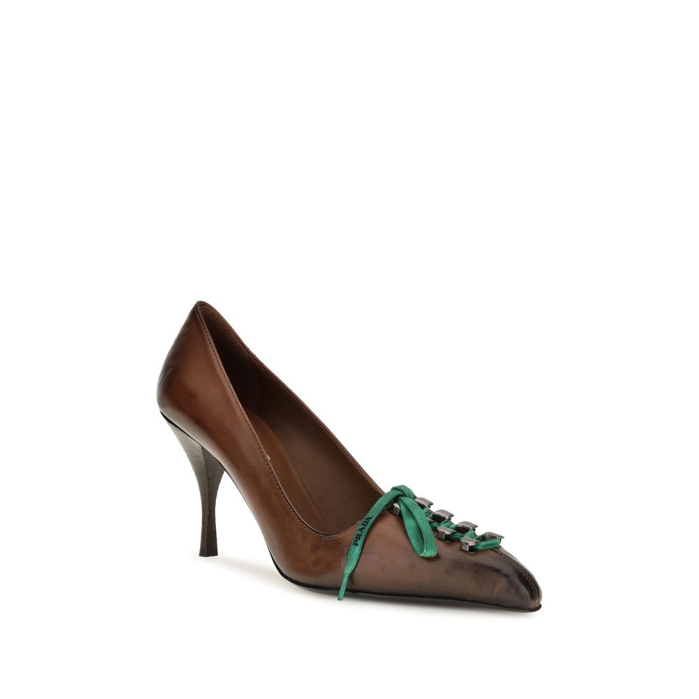 Prada Brown Leather Lace-Up