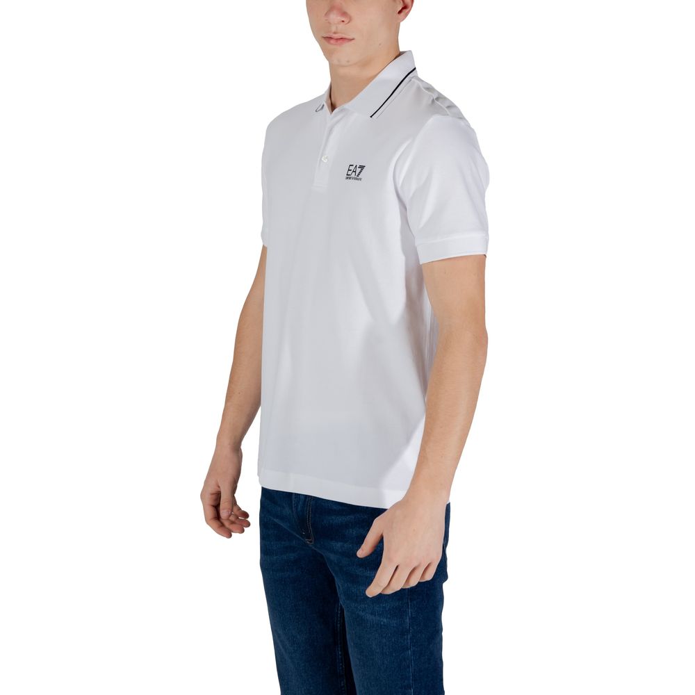 EA7 Emporio Armani White Cotton Polo Shirt