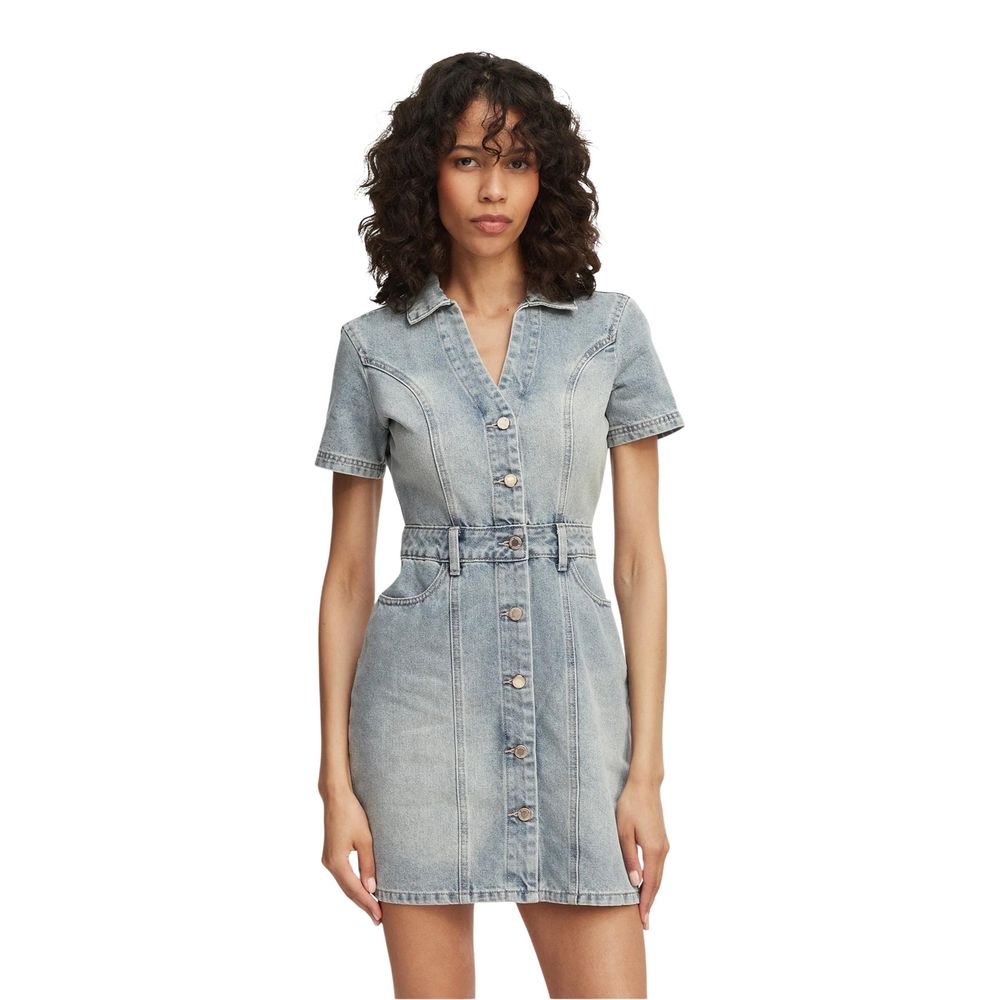 Morgan De Toi Blue Cotton Midi Dress