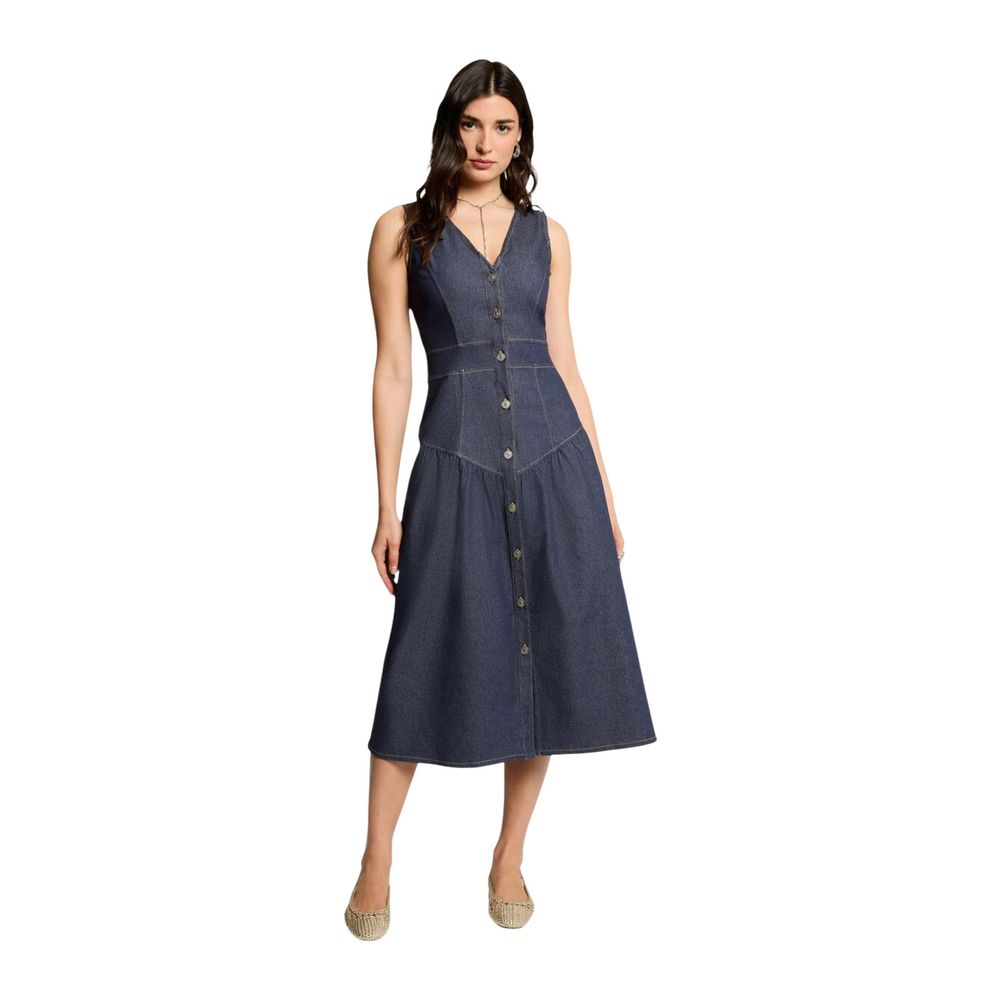 Morgan De Toi Blue Cotton Long Dress