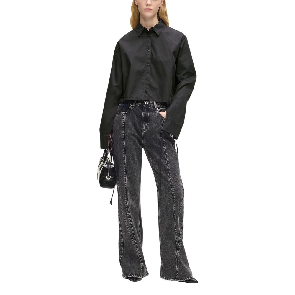 Karl Lagerfeld Black Organic Cotton Blouse